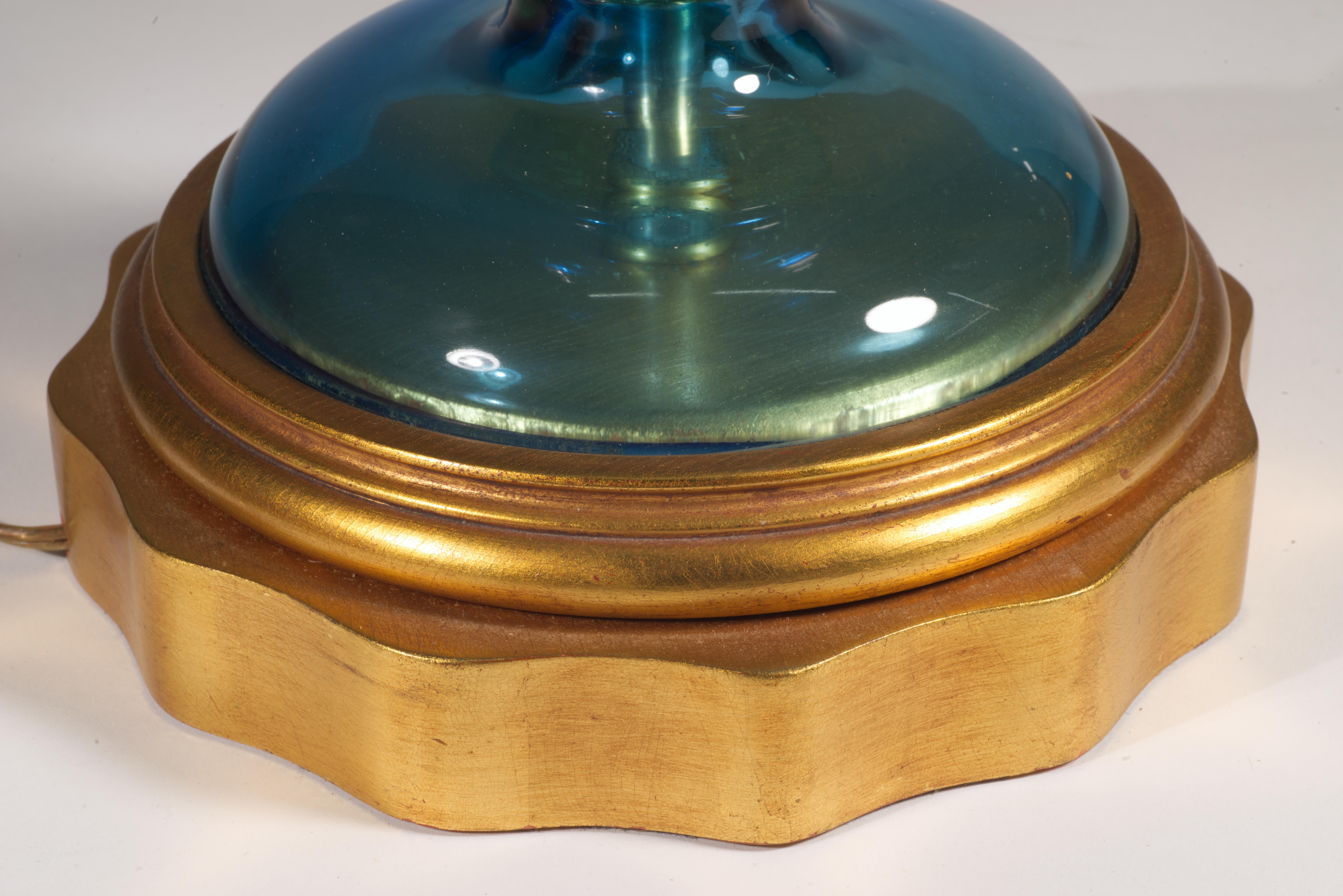 Seguso for Marbro Pair of Huge Blue Murano Glass Lamps, 1960s For Sale 11