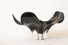 Seguso for Oggetti Sculptural Murano Black Amethyst Glass Bowl