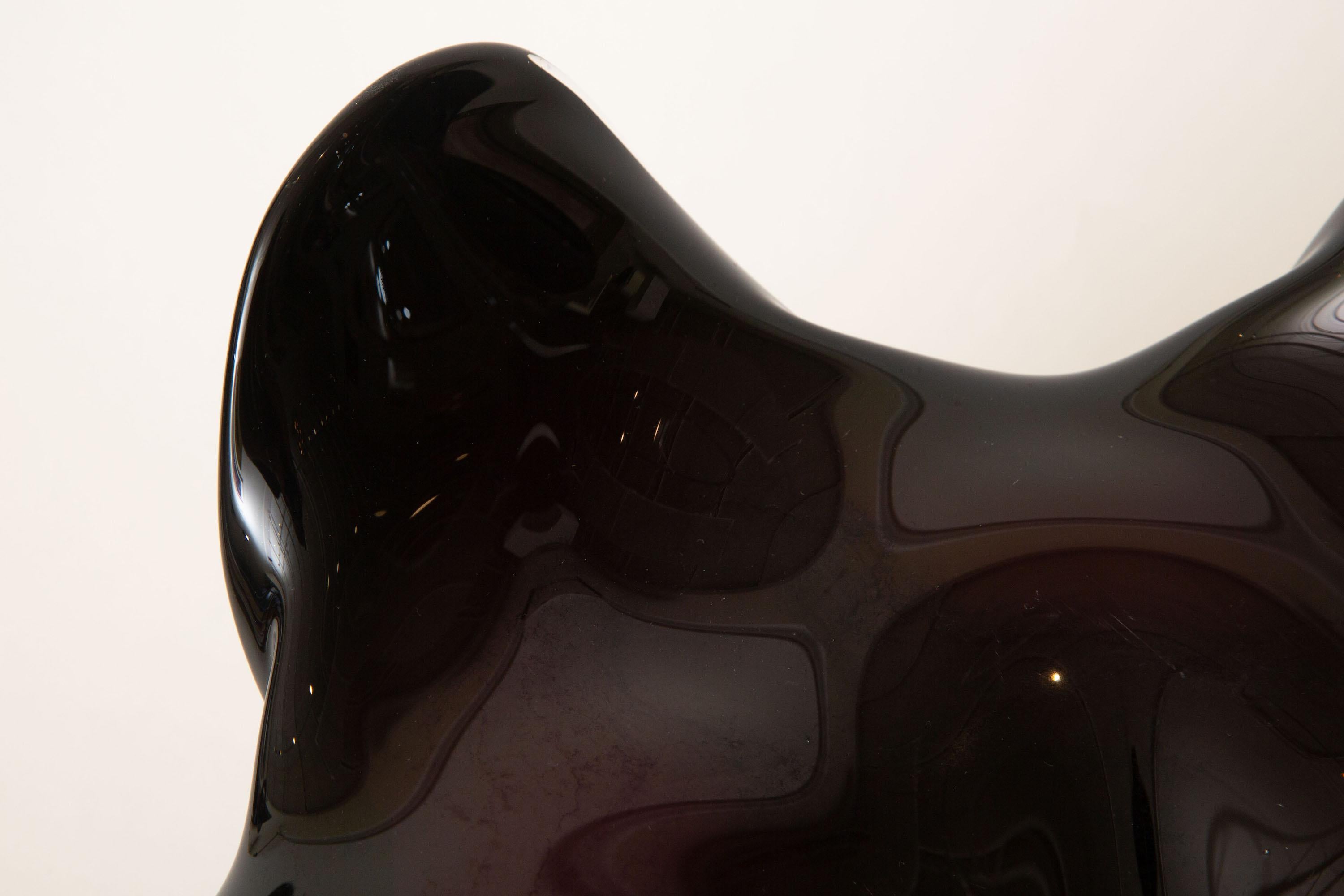 Blown Glass Seguso for Oggetti Sculptural Murano Black Amethyst Glass Bowl
