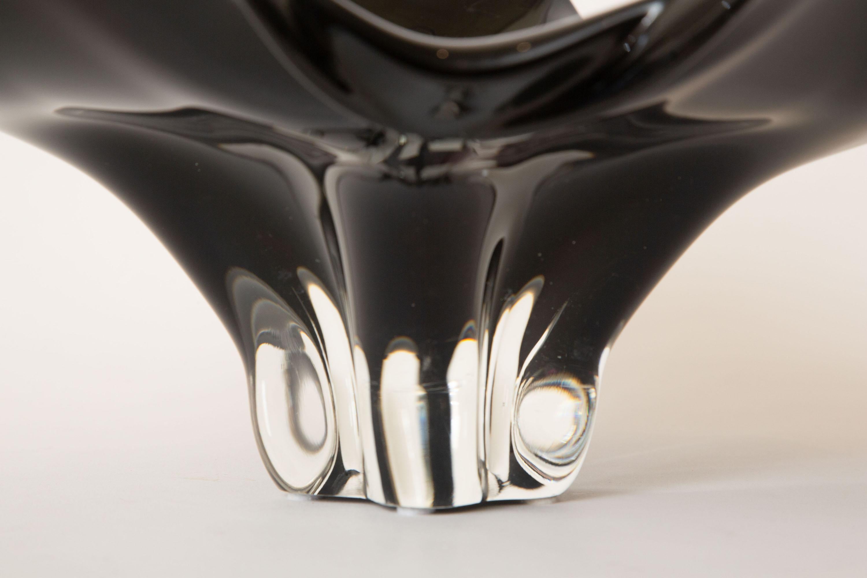 Seguso for Oggetti Sculptural Murano Black Amethyst Glass Bowl 1