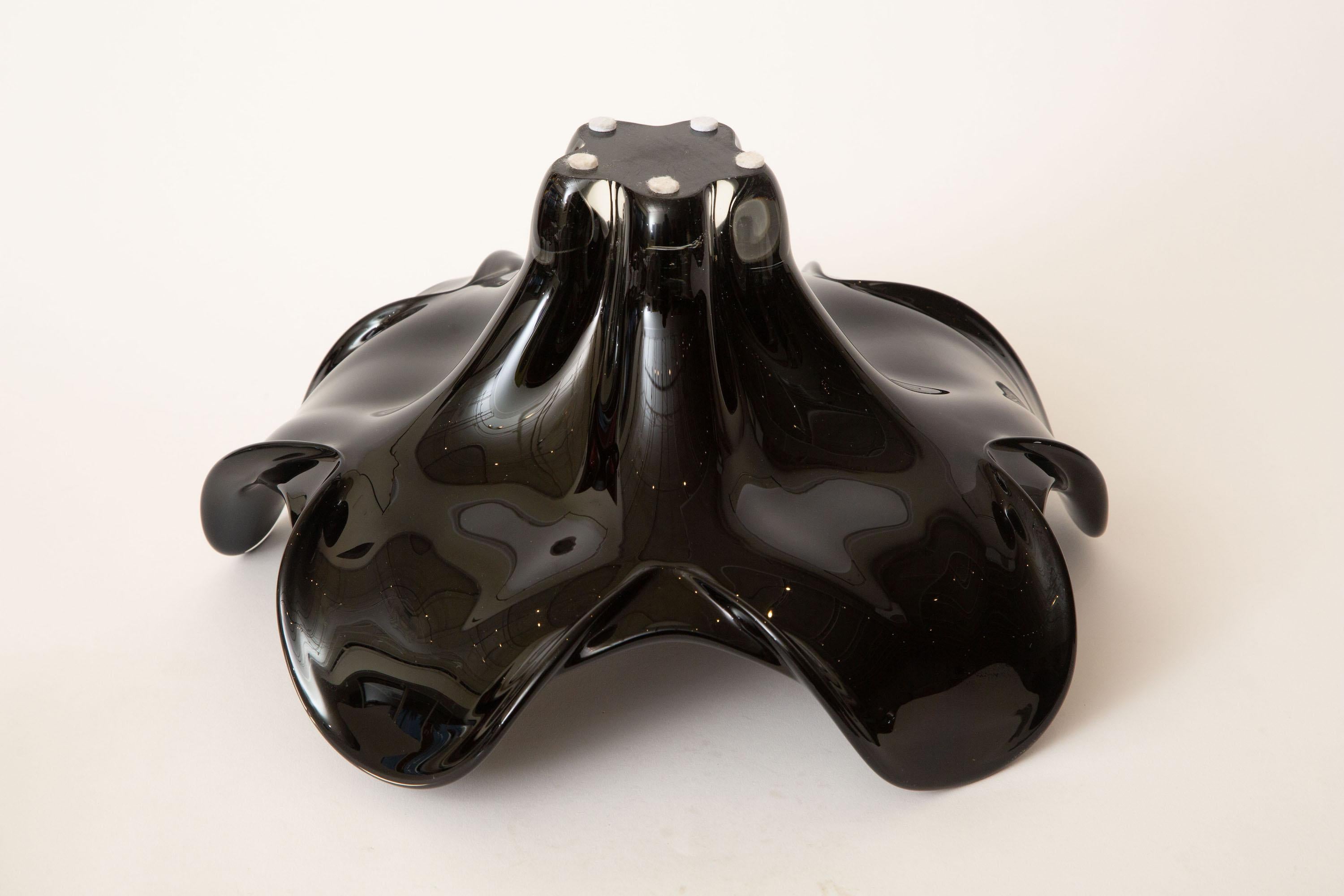 Seguso for Oggetti Sculptural Murano Black Amethyst Glass Bowl 2