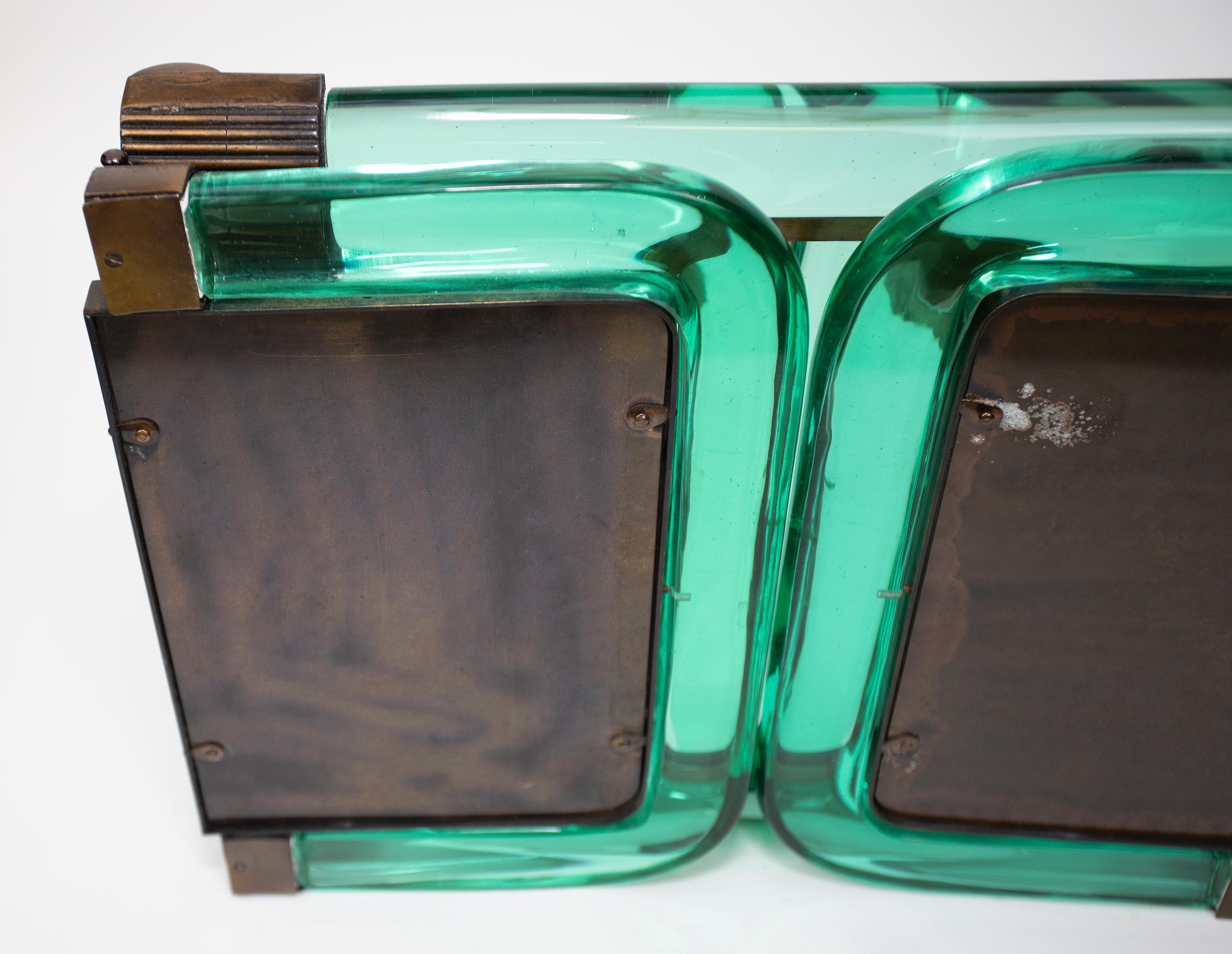 Seguso Glass and Bronze Triple Mirror For Sale 2