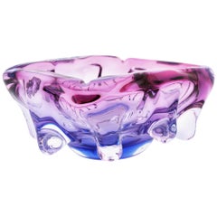 Seguso Murano Pink, Purple & Blue Sommerso Glass Centerpiece Bowl, 1960s