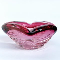 Seguso Handblown Pink, Purple and Blue Sommerso Murano Glass Bowl, Italy, 1960s