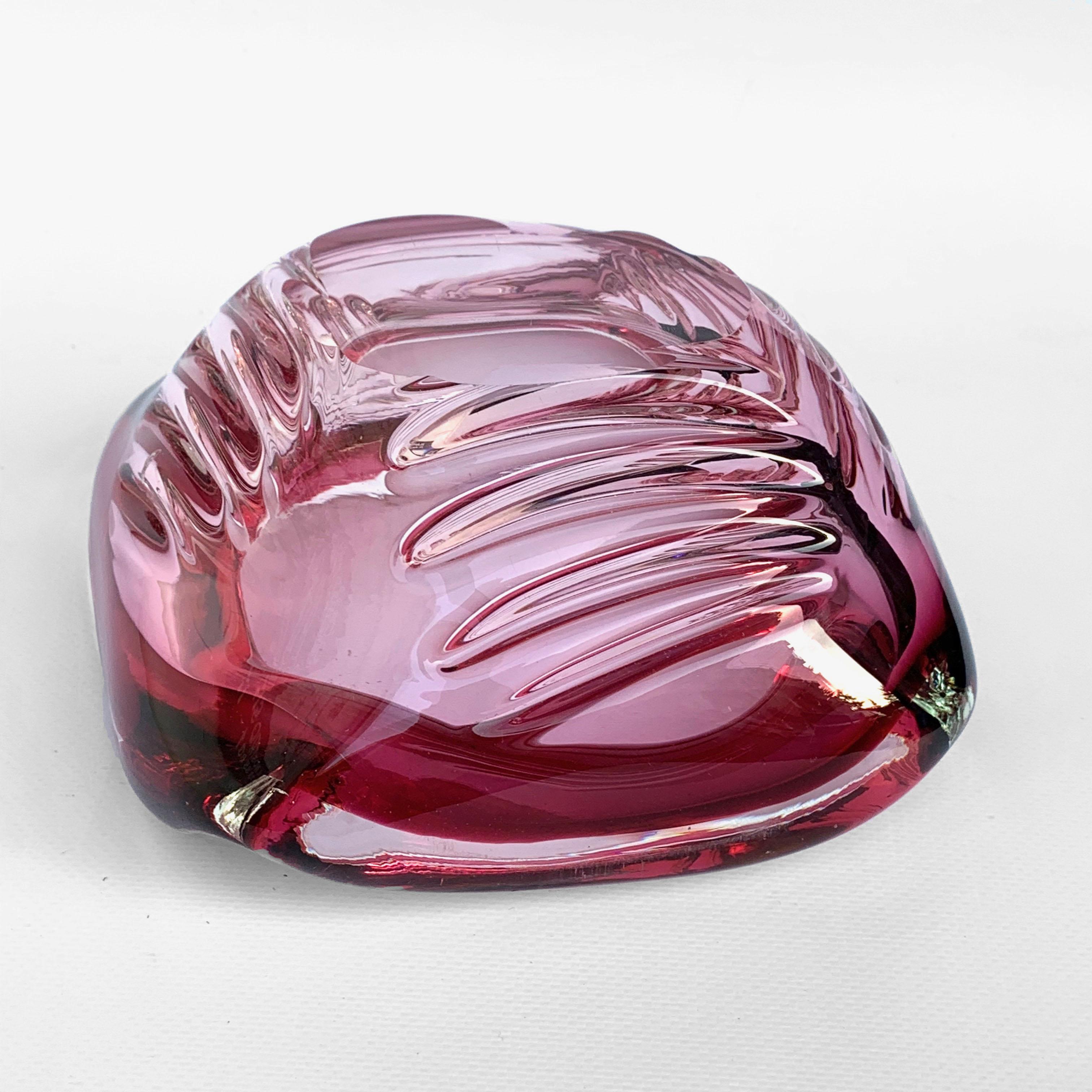 20th Century Seguso Handblown Pink, Purple and Blue Sommerso Murano Glass Bowl, Italy, 1960s For Sale