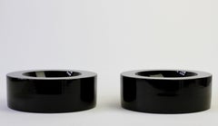 Seguso Huge Pair of Black Murano Glass Bowls / Ashtrays Mario Pinzoni Att. 1980s