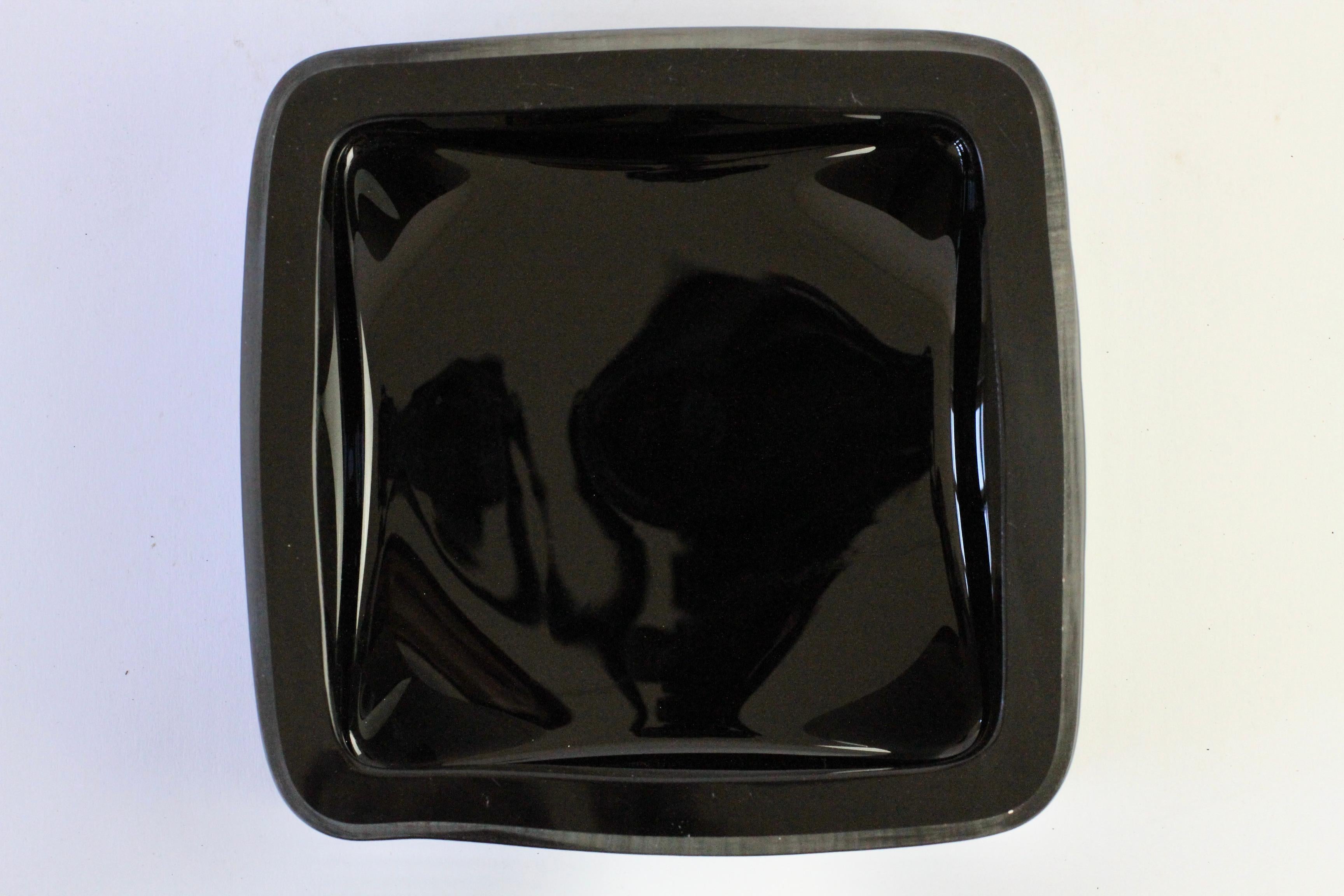 Seguso Huge Square Black &. White 'Scavo' Murano Glass Bowl Springer Style 1980s For Sale 6