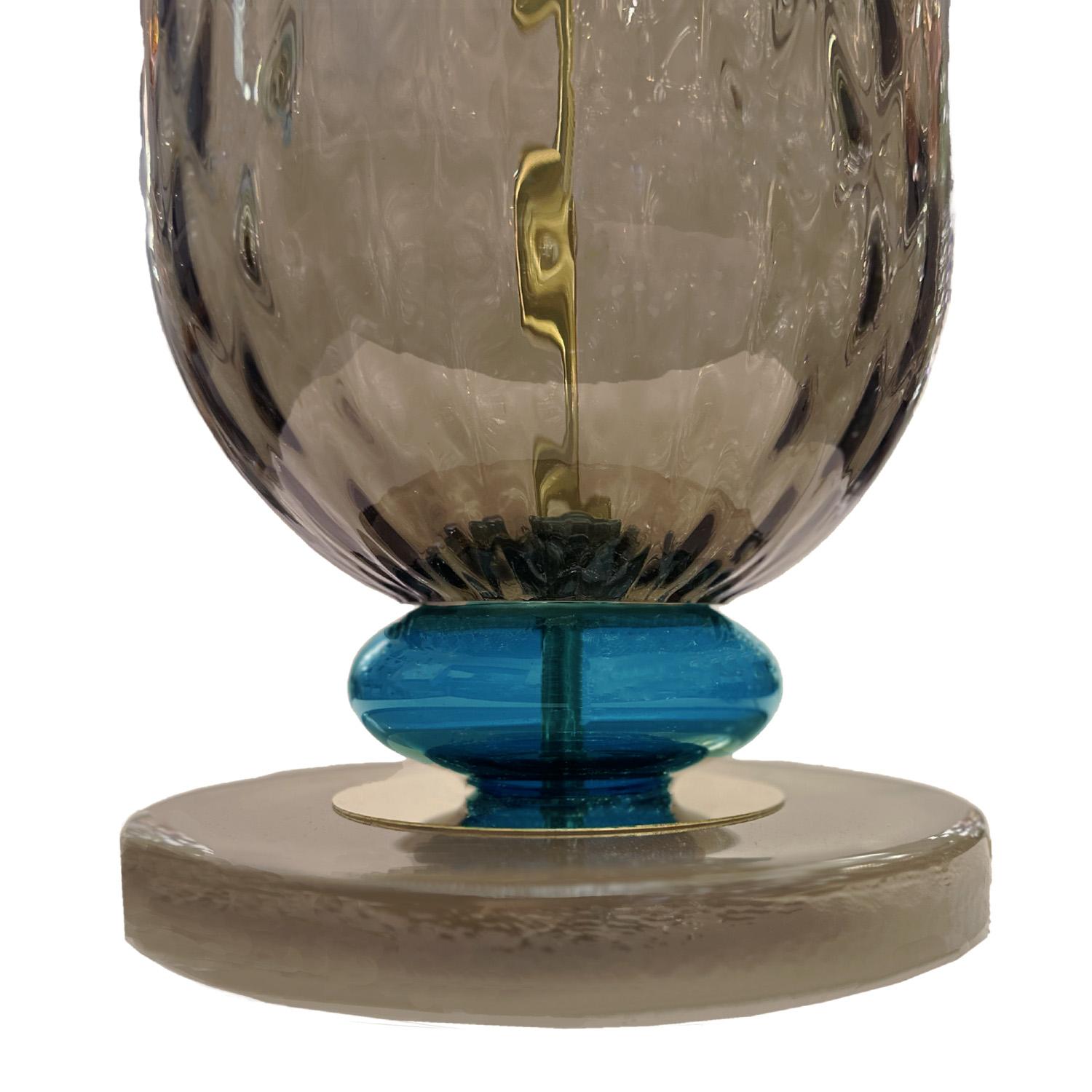 Lampes de table en verre Murano Rigadin inspirées de Seguso. Bon état - En vente à New York, NY