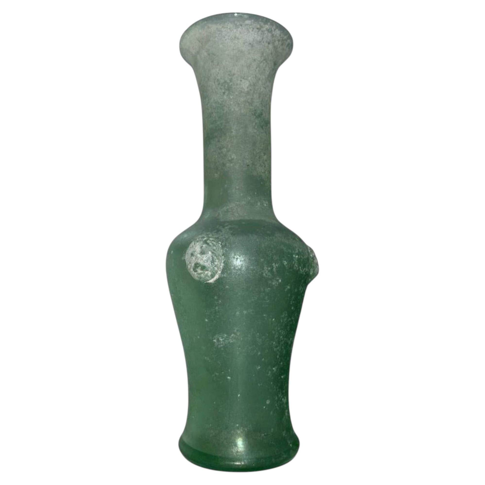 Seguso iridescent corrosion green Murano glass vase for Cenadese For Sale