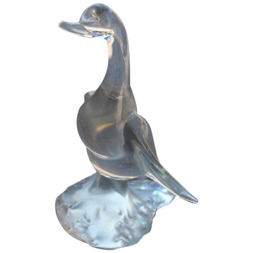 Seguso Iridescent Murano Glass Duck from the 1950s Midcentury  For Sale