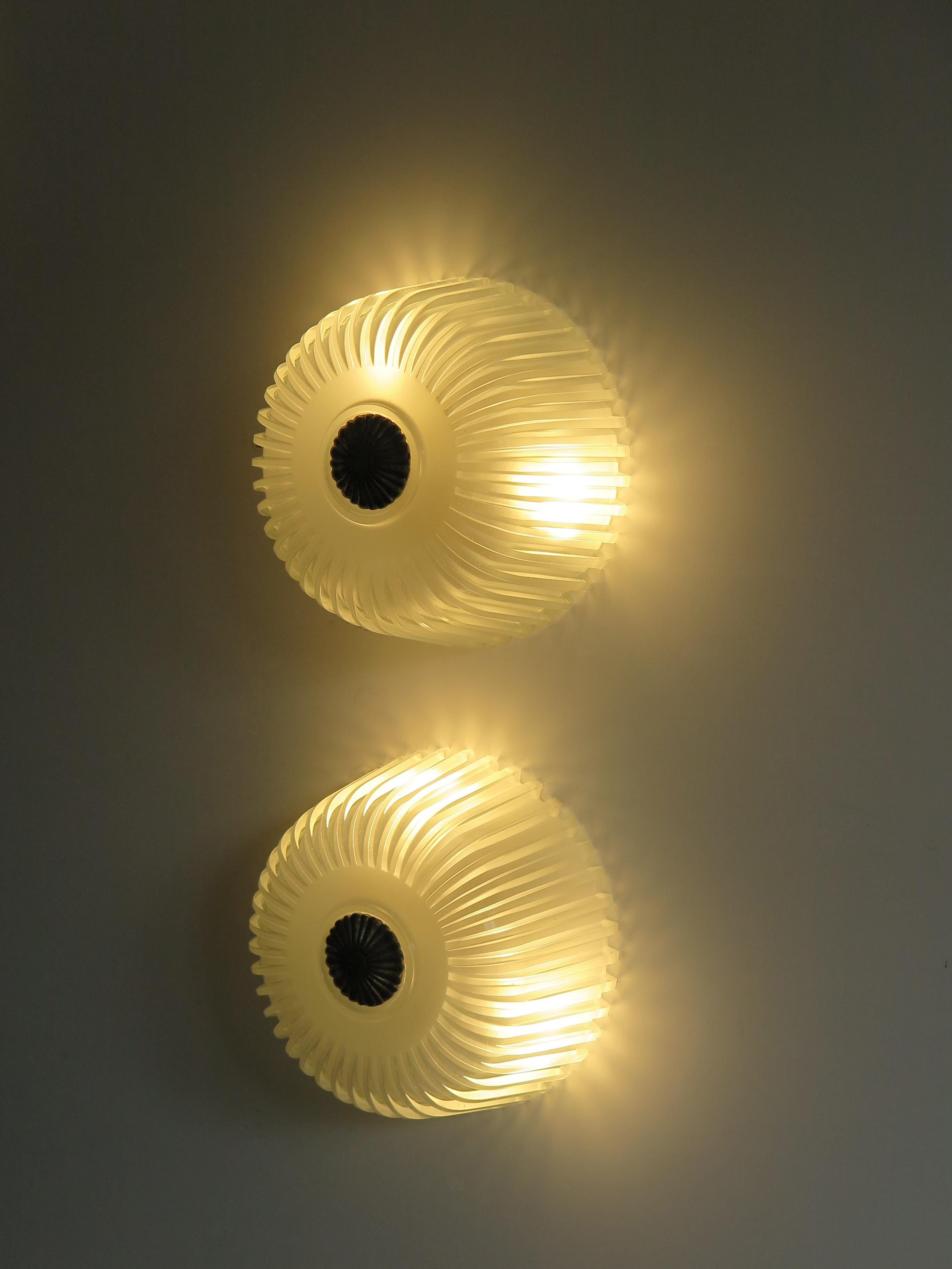 Mid-Century Modern Seguso Italian Glass and Brass Sconces / Wall Lamps or Ceiling Lamps, 1940s