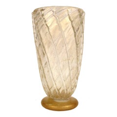 Seguso Italian Modernist Gold and Clear Murano Glass Vase