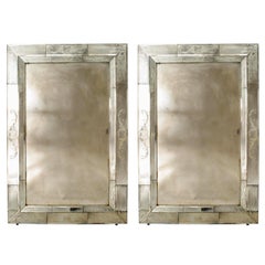 Seguso Espejos de Pared de Vidrio Grabado Veneciano Italiano de Murano