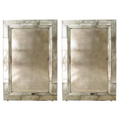 Seguso Italian Venetian Murano Etched Glass Wall Mirror