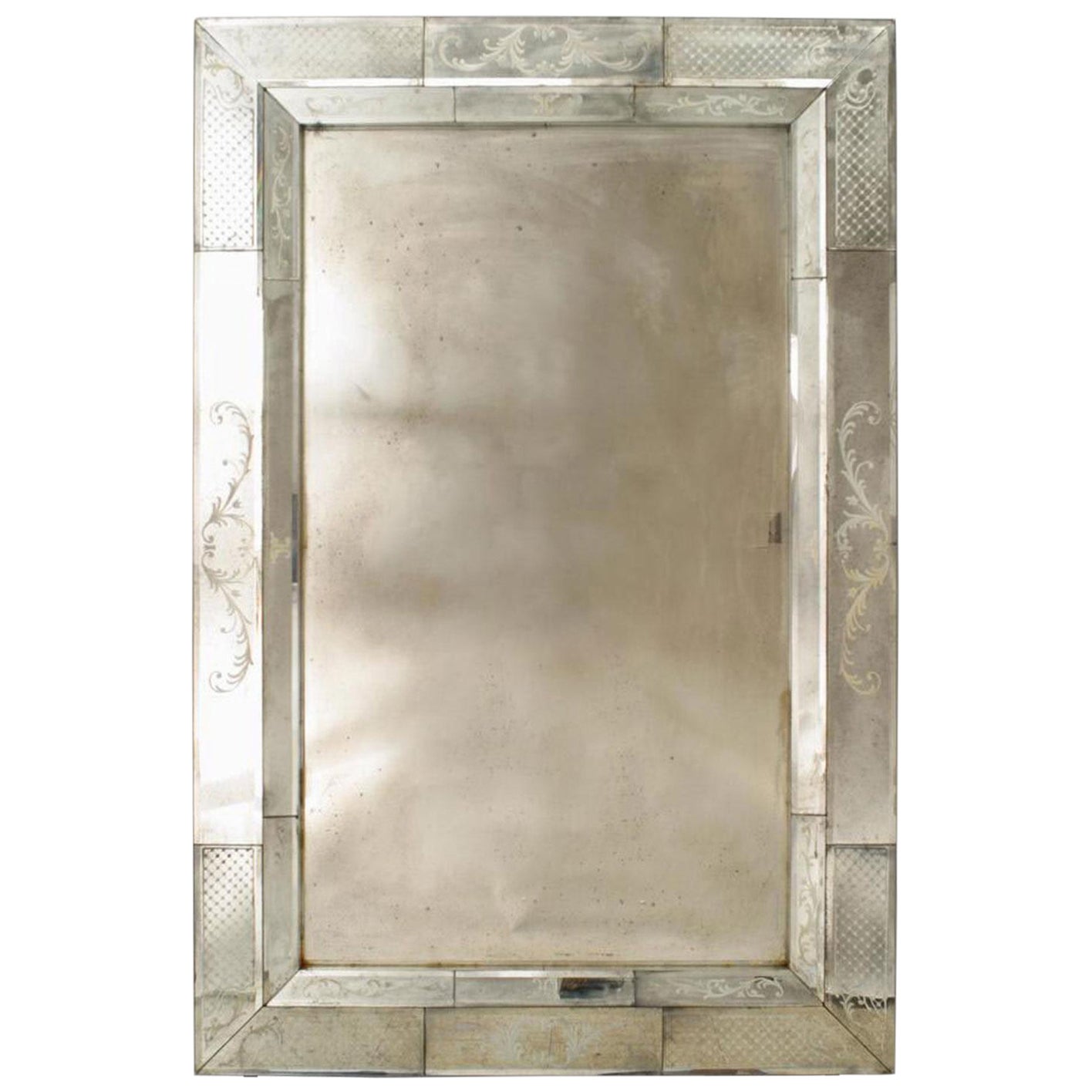 Seguso Italian Venetian Murano Etched Glass Wall Mirrors