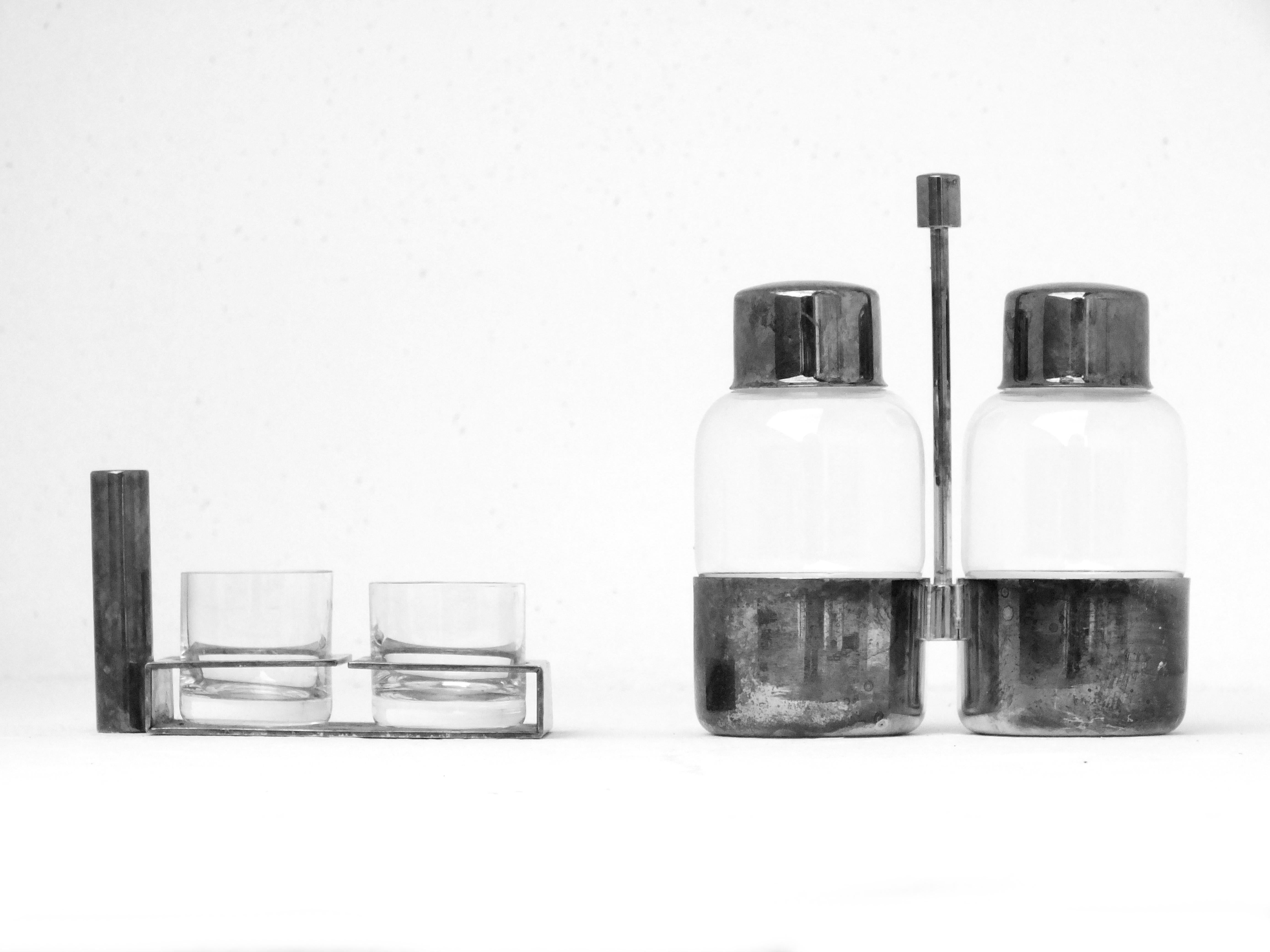 Seguso Italia Diseño Copas de licor Tú y yo en plateado Años 30 Deco' Art Decó en venta