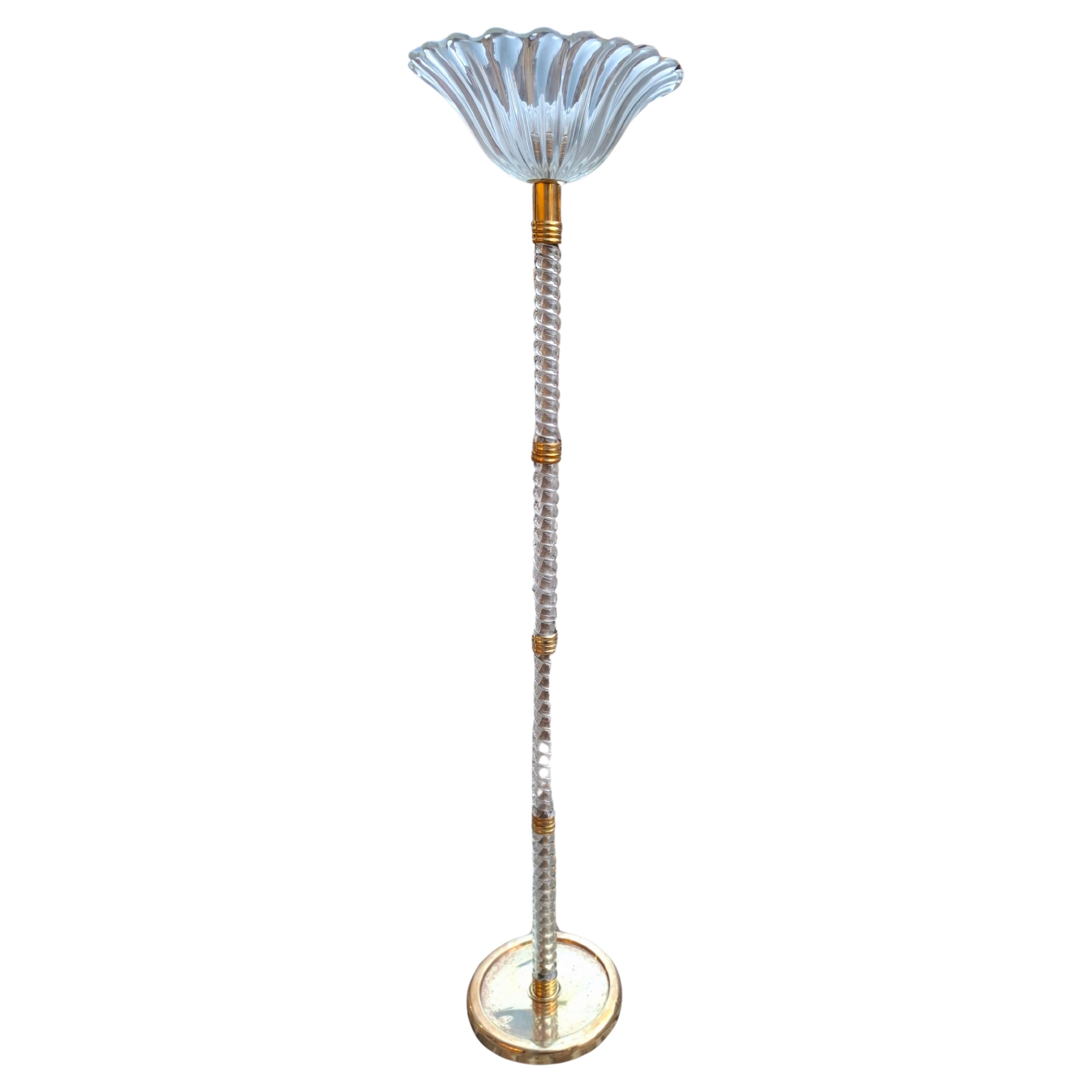 SEGUSO LAMPADA DA Terra vETRO DI MURANO OTTONE 1950 ITALY