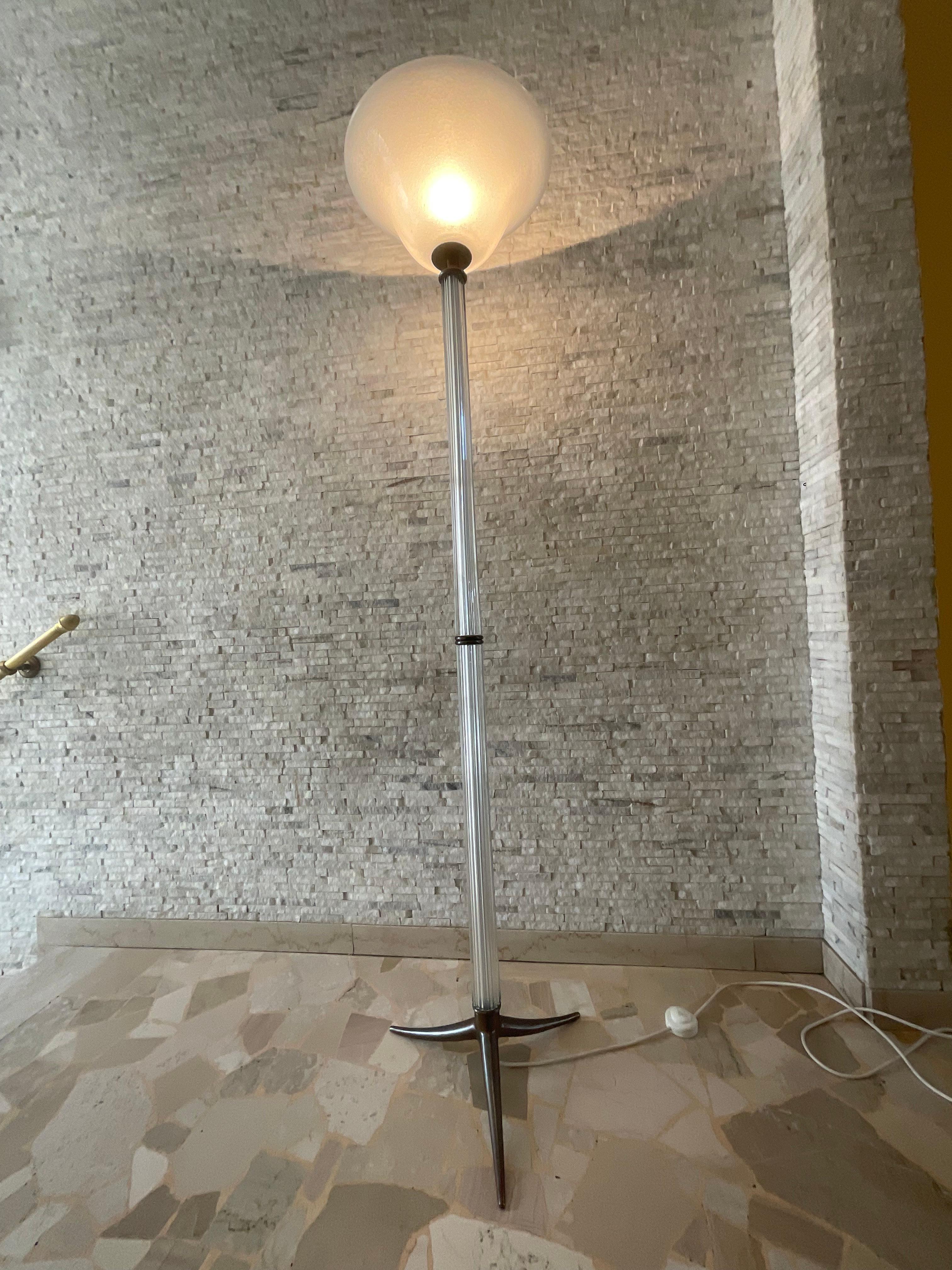 Brass SEGUSO - Murano glass floor lamp - Italy 1950s For Sale