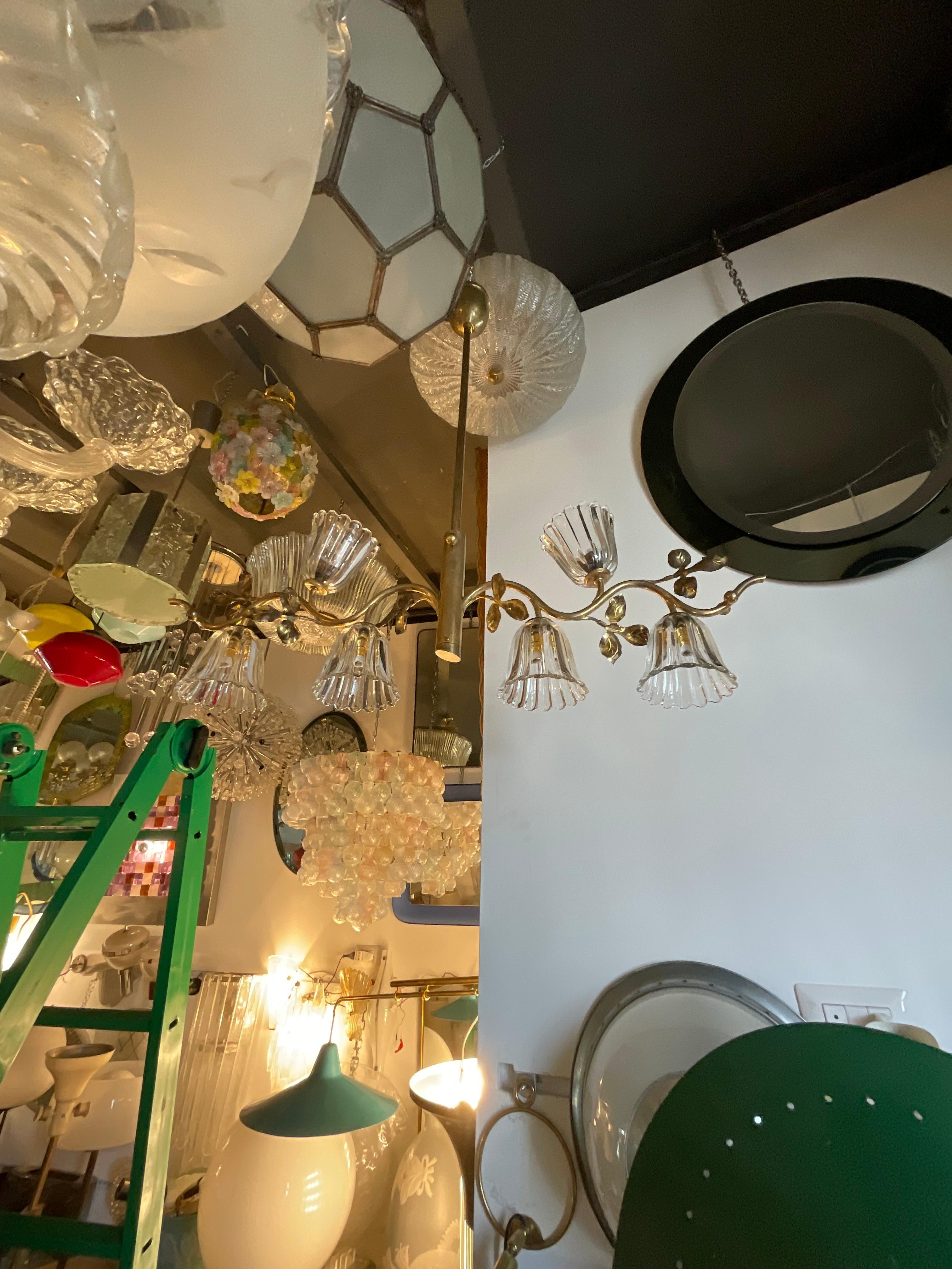 Seguso - Lampadario a 6 luci anni 40 vetro di murano e ottone in vendita 10