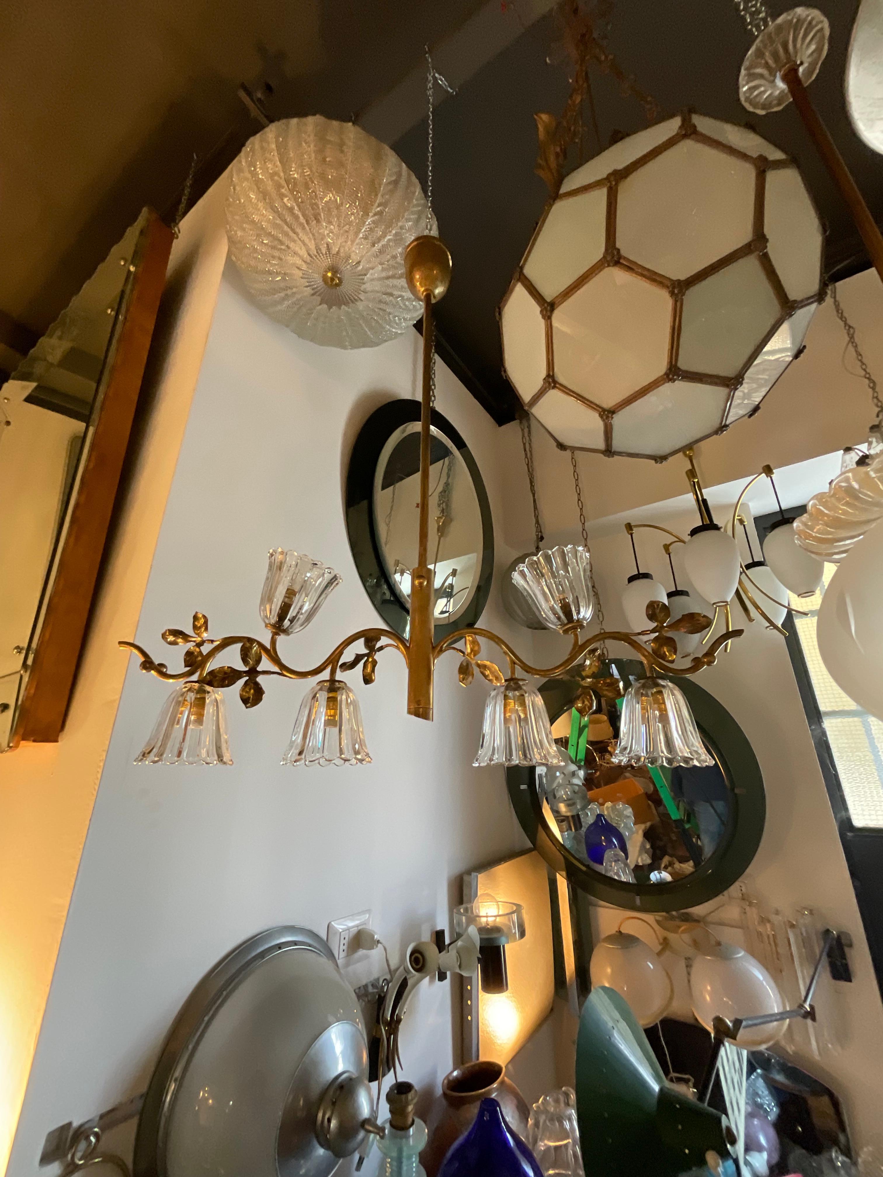 Seguso - Lampadario a 6 luci anni 40 vetro di murano e ottone In condizioni buone in vendita a Milano, IT