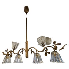 Seguso - Lampadario a 6 luci anni 40 vetro di murano e ottone