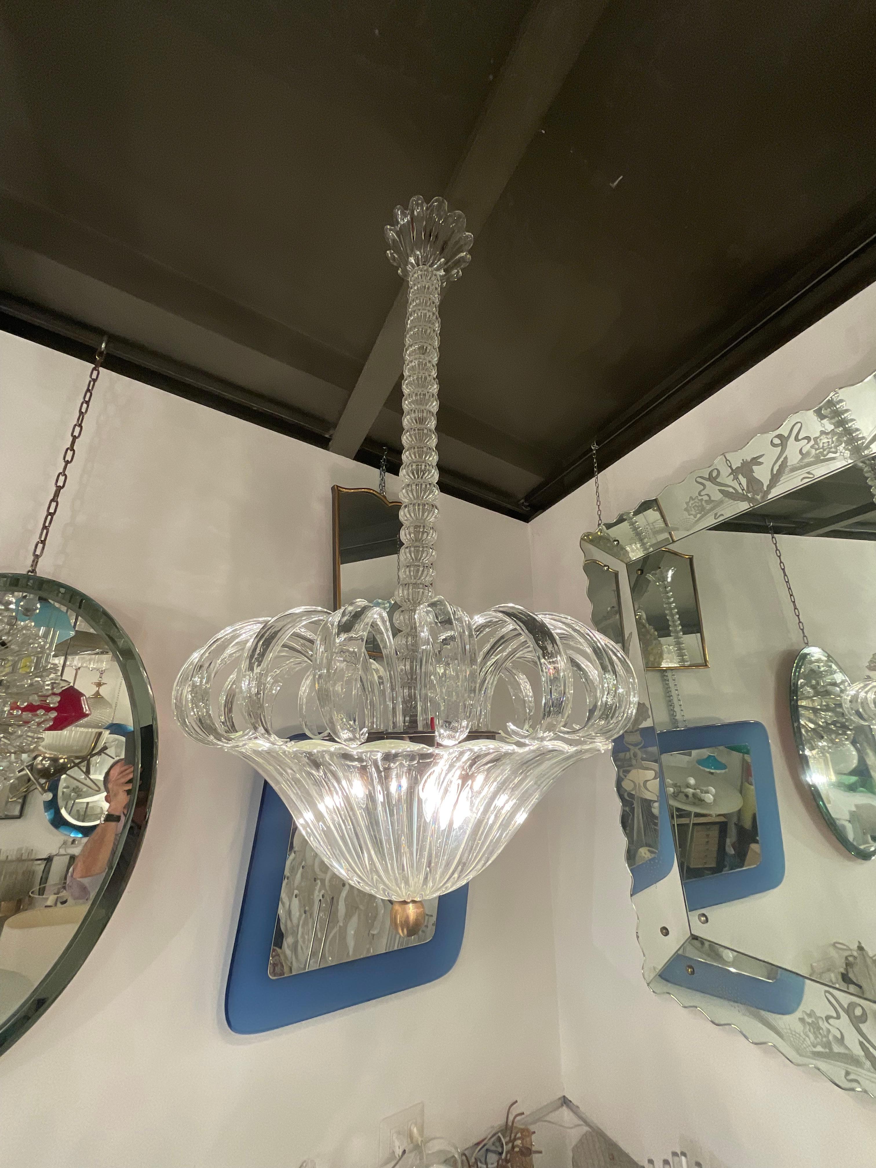 Mid-Century Modern SEGUSO - Murano glass chandelier - 1950s For Sale