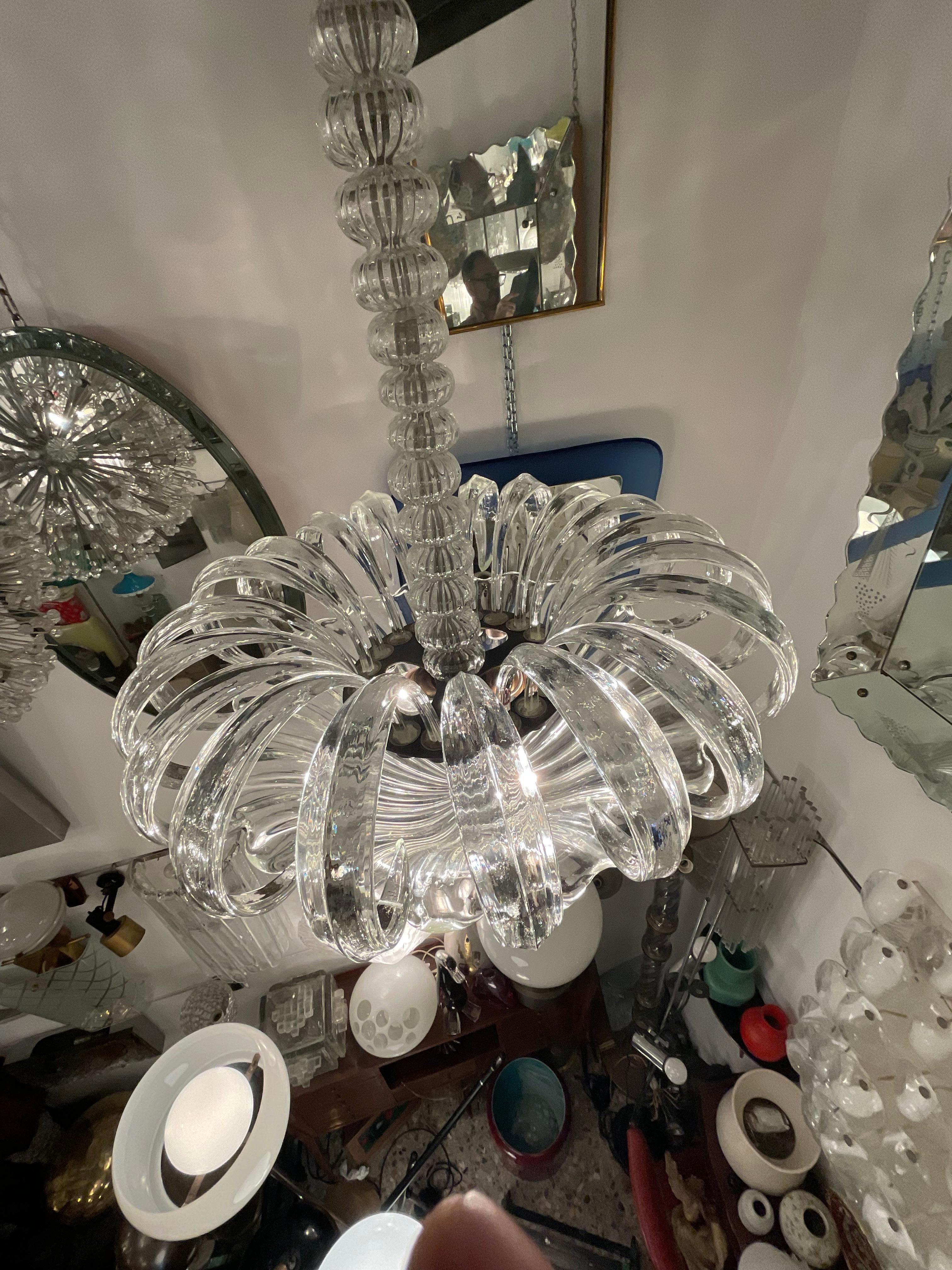 Italian SEGUSO - Murano glass chandelier - 1950s For Sale