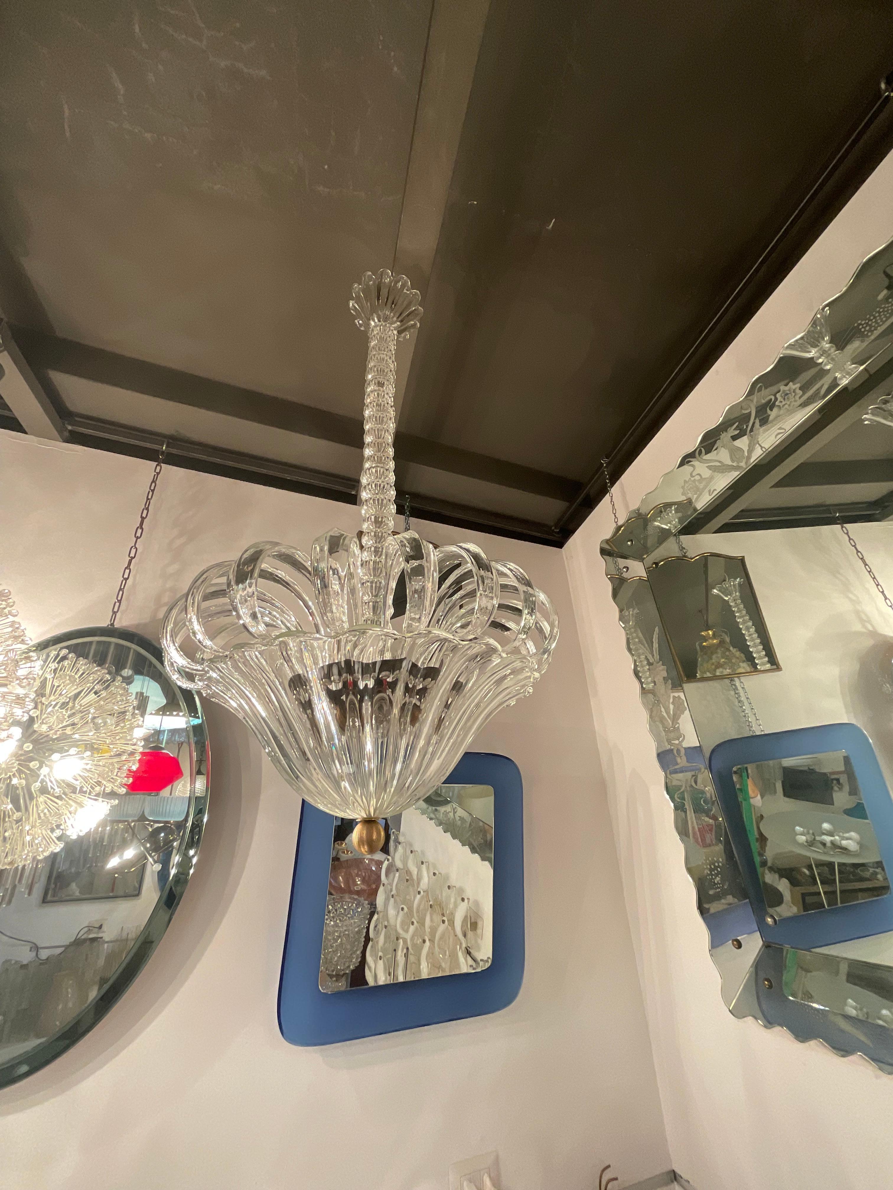 Hand-Crafted SEGUSO - Murano glass chandelier - 1950s For Sale