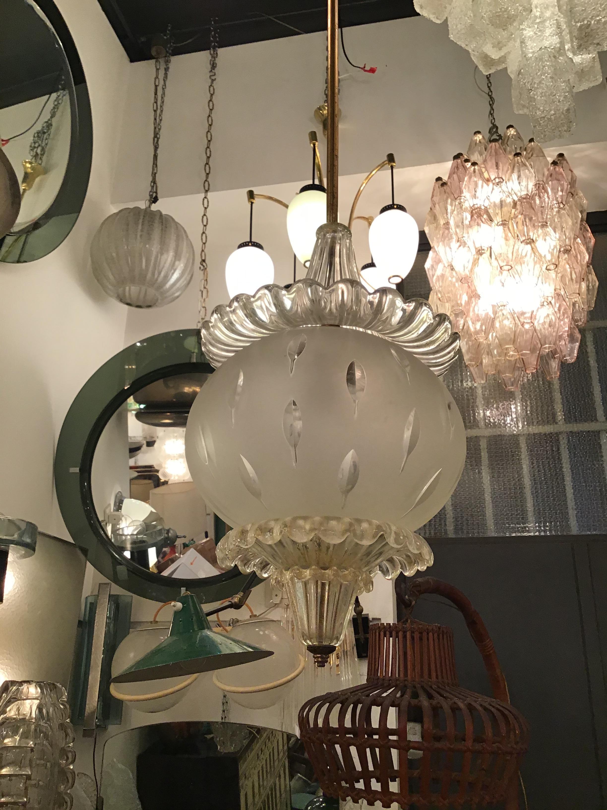 Altro Seguso Lampadario Murano Glass Gold Brass 1940 italy in vendita