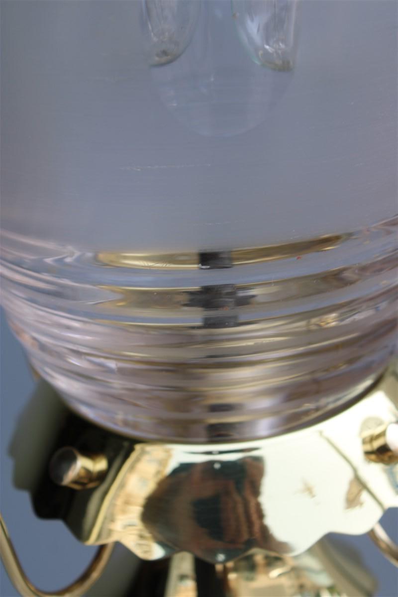 Seguso Lantern Golden Brass Murano glass thick satin Mid-century Italy For Sale 4