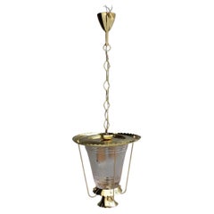 Seguso Lantern Golden Brass Murano glass thick satin Mid-century Italy