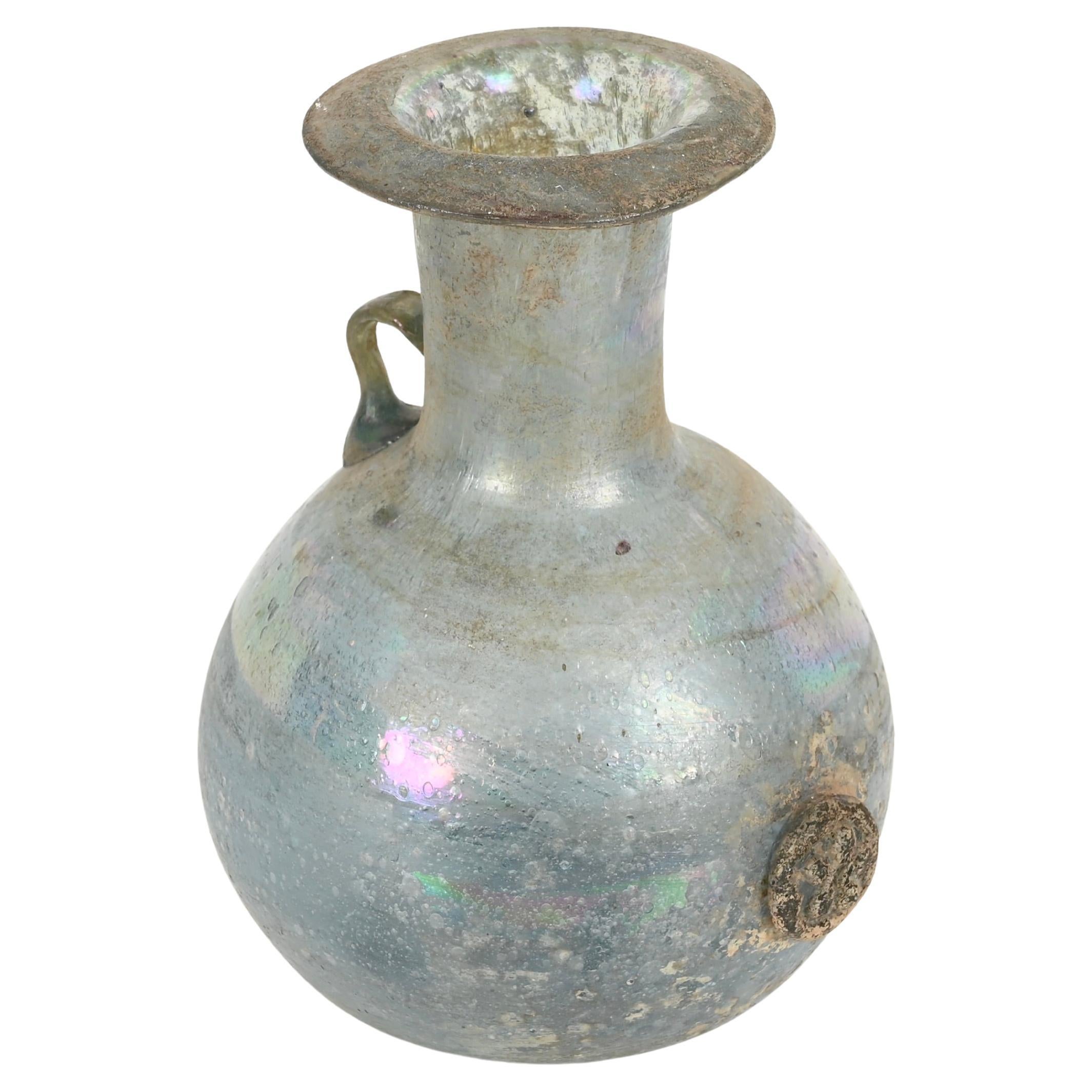 Seguso Large Blue Gray Iridescent "Scavo" Vase in Murano Glass, Italy 1960s