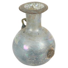 Seguso Large Blue Gray Iridescent "Scavo" Vase in Murano Glass, Italy 1960s
