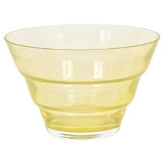 Seguso Large Yellow Murano "Pelugoso" Glass Bowl or Decorative Vase, Italy 1960s