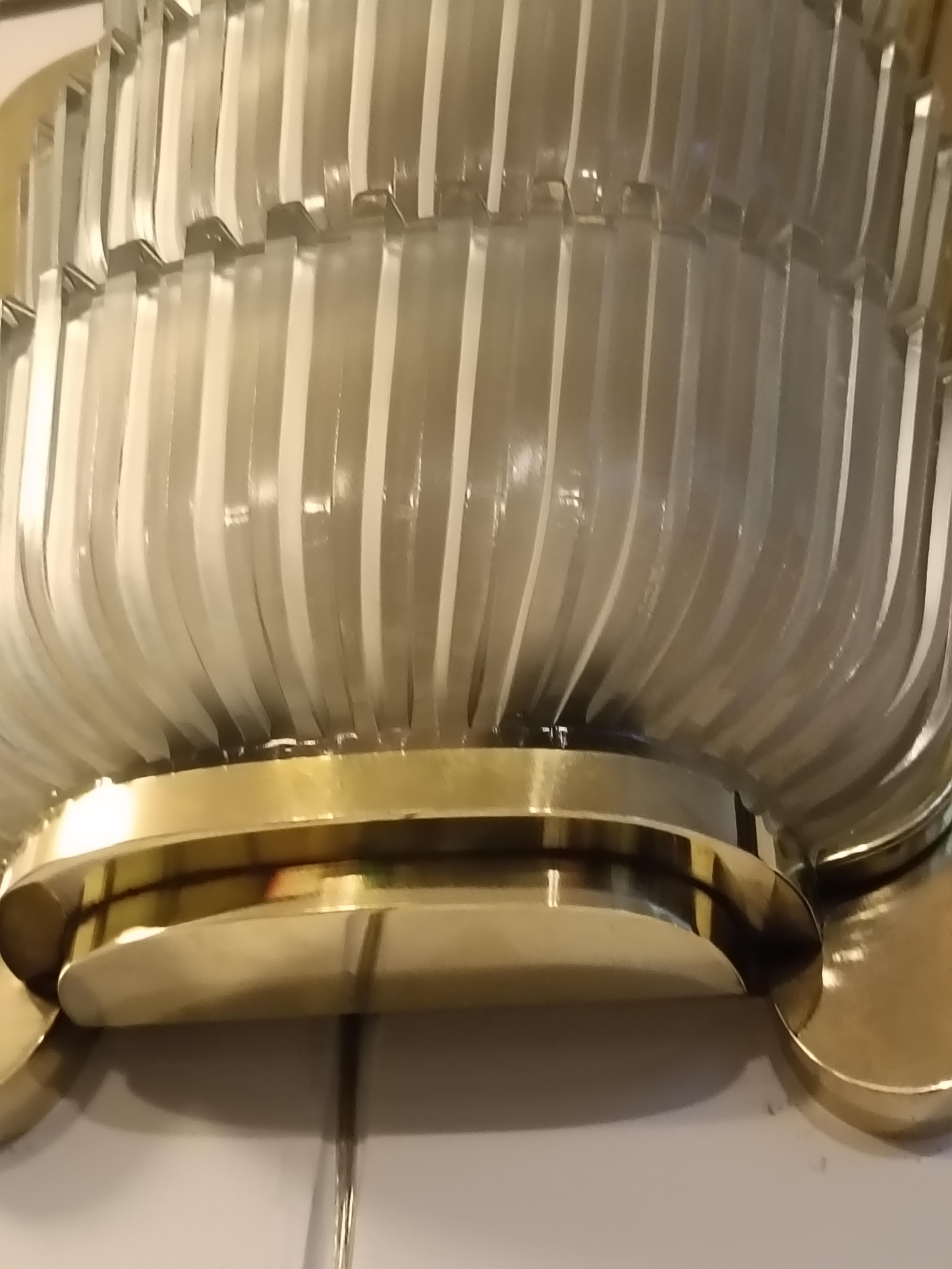 Seguso Meravigliosa Lampada da Parete in Ottone e Vetro Acidato, Italia 1930s (Mid-20th Century) im Angebot