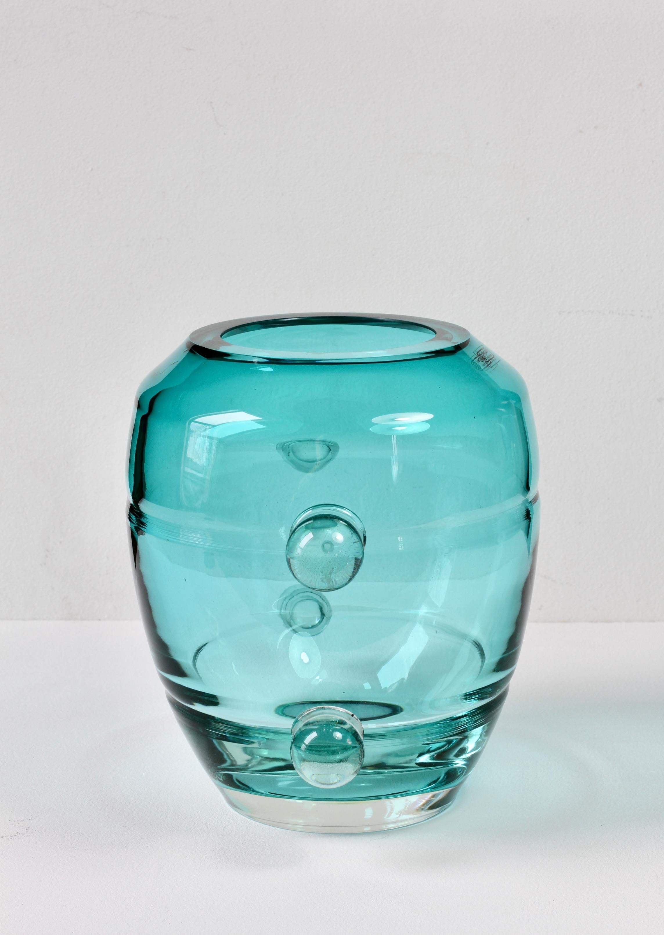 Seguso Moderno de mediados de siglo Gran jarrón de cristal de Murano verde italiano texturado Años 80 en venta 10