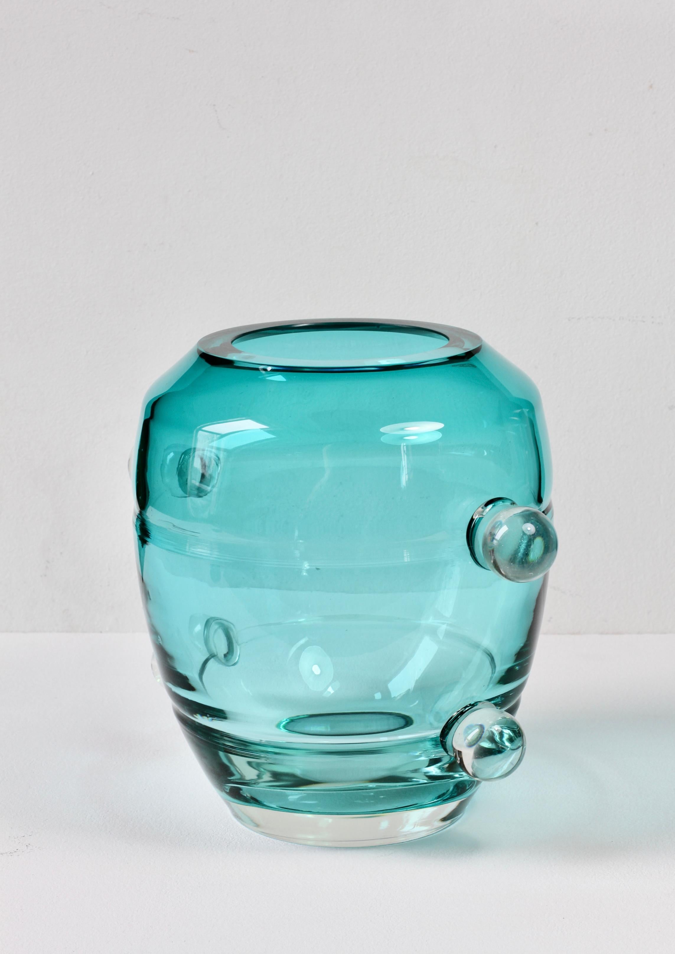 Seguso Moderno de mediados de siglo Gran jarrón de cristal de Murano verde italiano texturado Años 80 en venta 11
