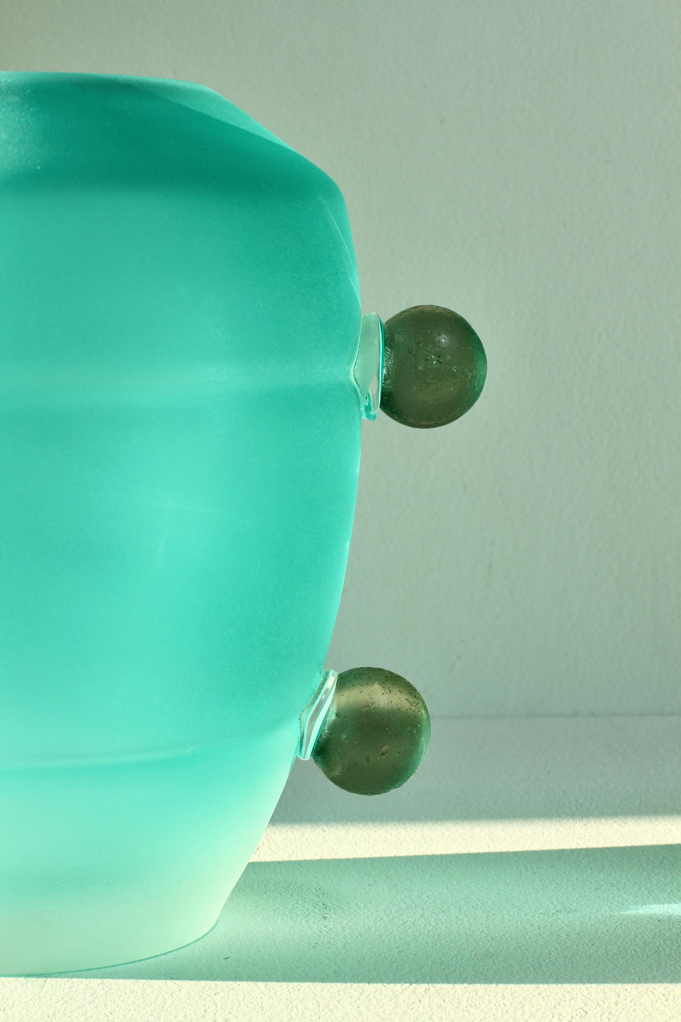 Seguso Mid-Century Modern Large Textured Italian Green Murano Glass Vase 1980s For Sale 12