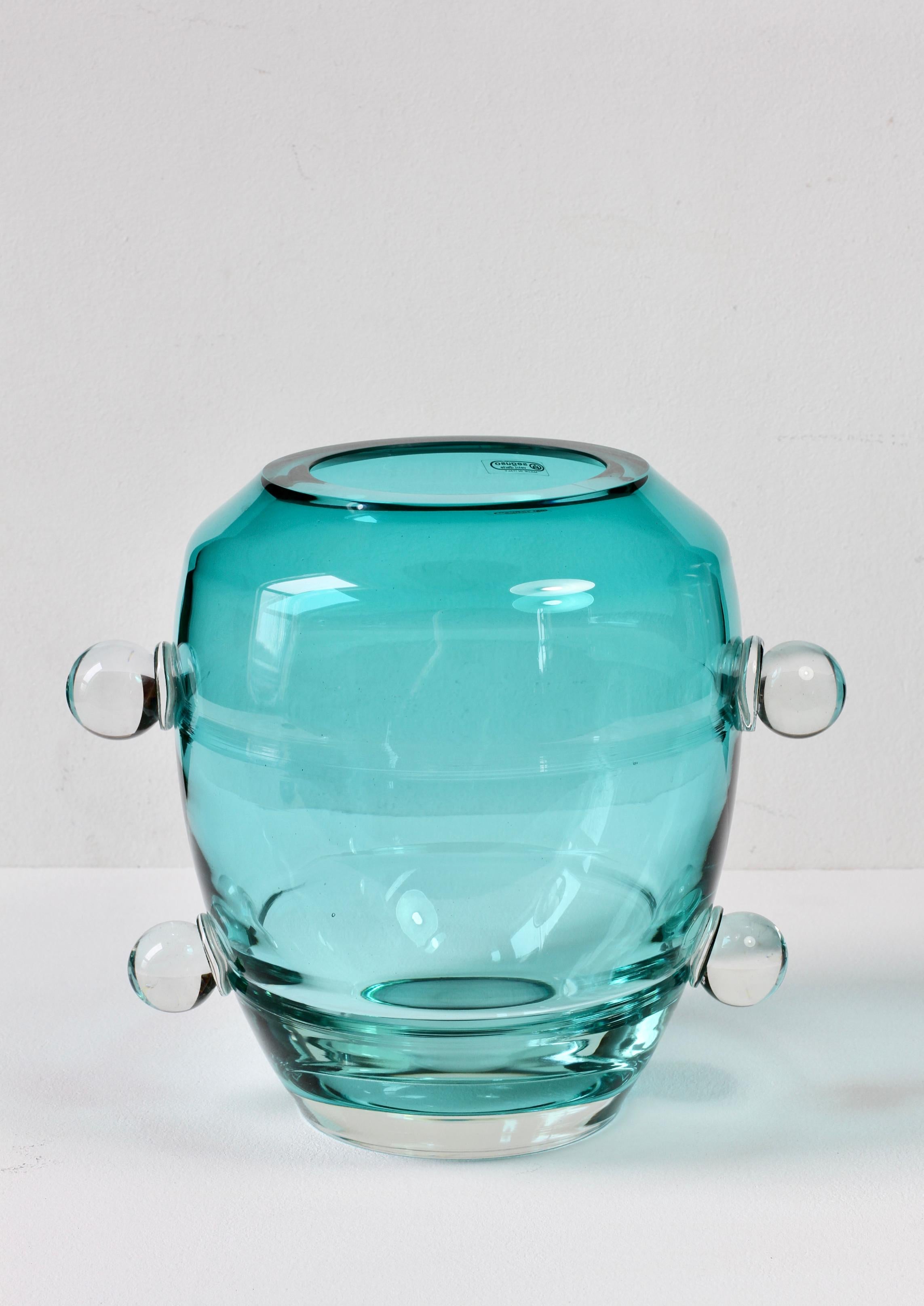 Seguso Mid-Century Modern Large Textured Italian Green Murano Glass Vase 1980s For Sale 13