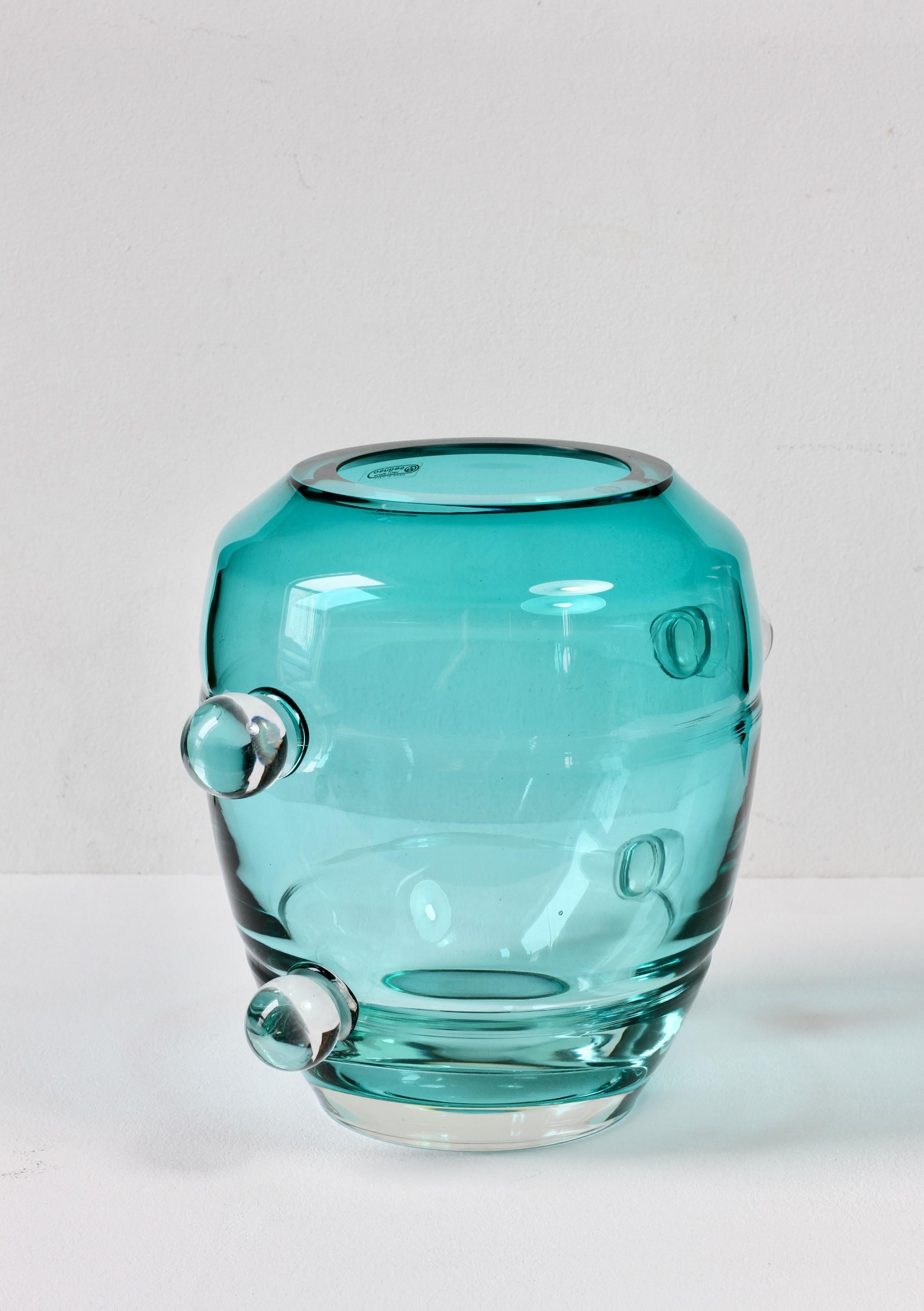 Seguso Mid-Century Modern Large Textured Italian Green Murano Glass Vase 1980s For Sale 14