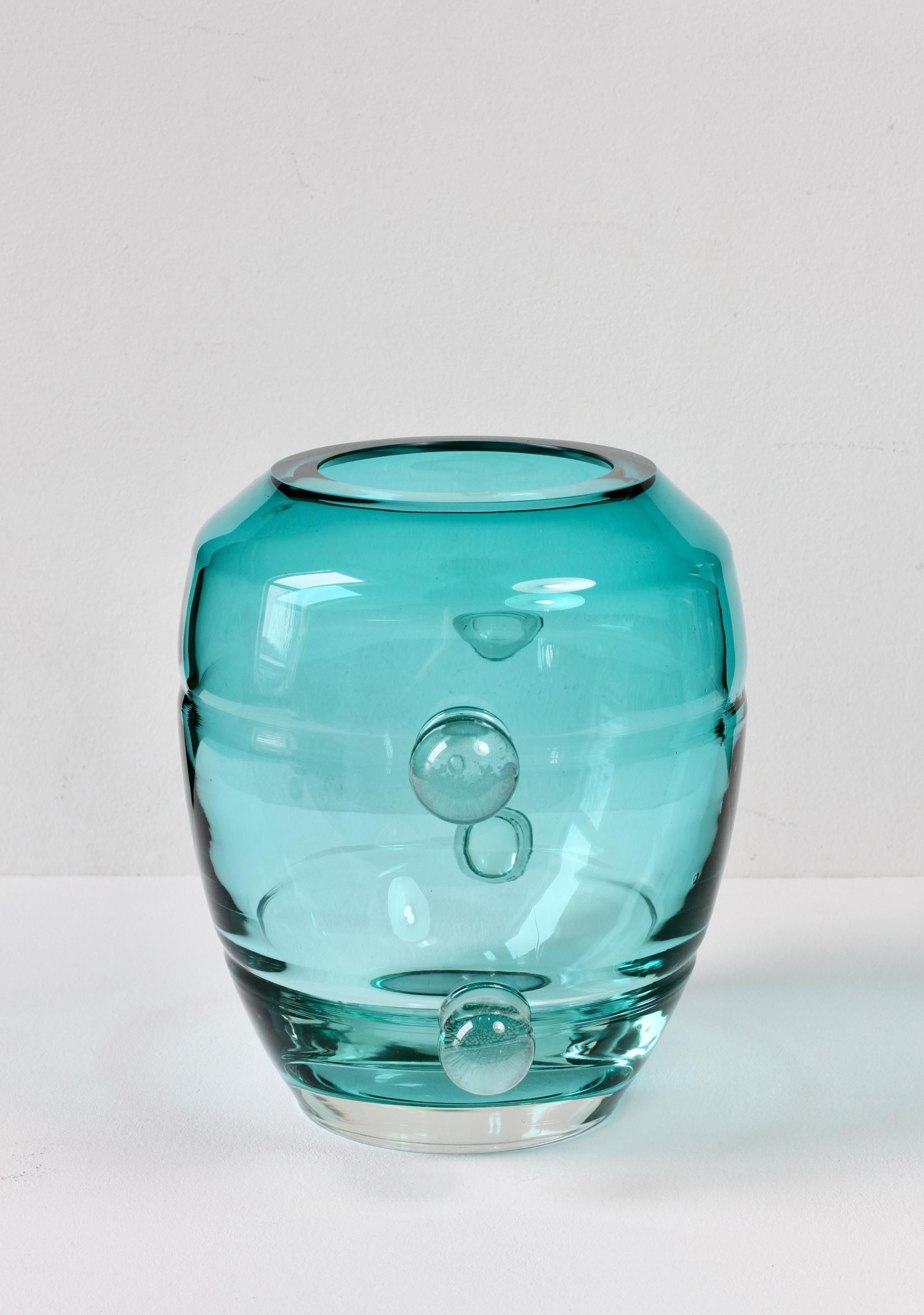 Seguso Moderno de mediados de siglo Gran jarrón de cristal de Murano verde italiano texturado Años 80 en venta 14