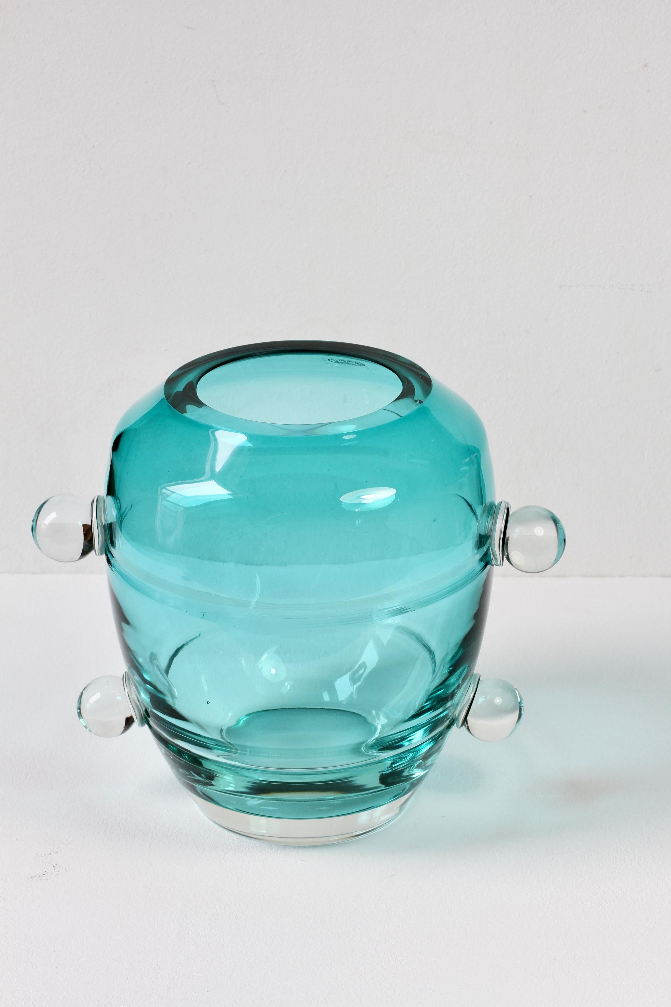 Seguso Moderno de mediados de siglo Gran jarrón de cristal de Murano verde italiano texturado Años 80 en venta 3