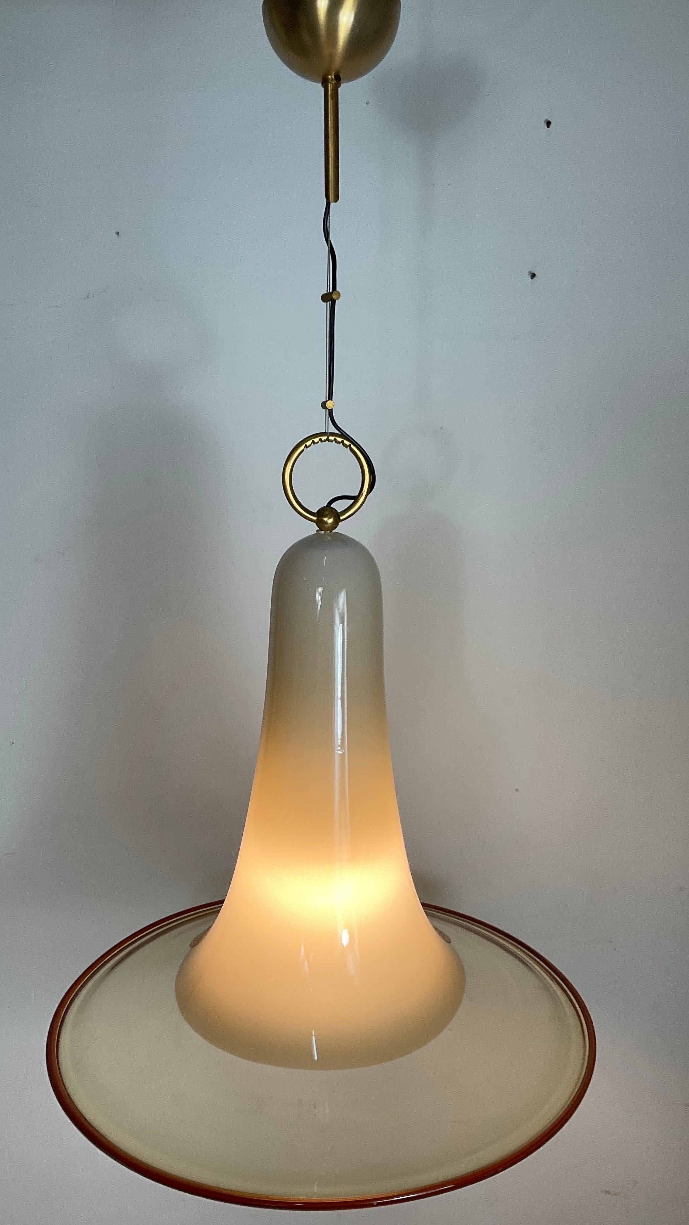 Bronze Seguso Mid-Century Murano Glass Chandelier with Stylised Bell Form For Sale