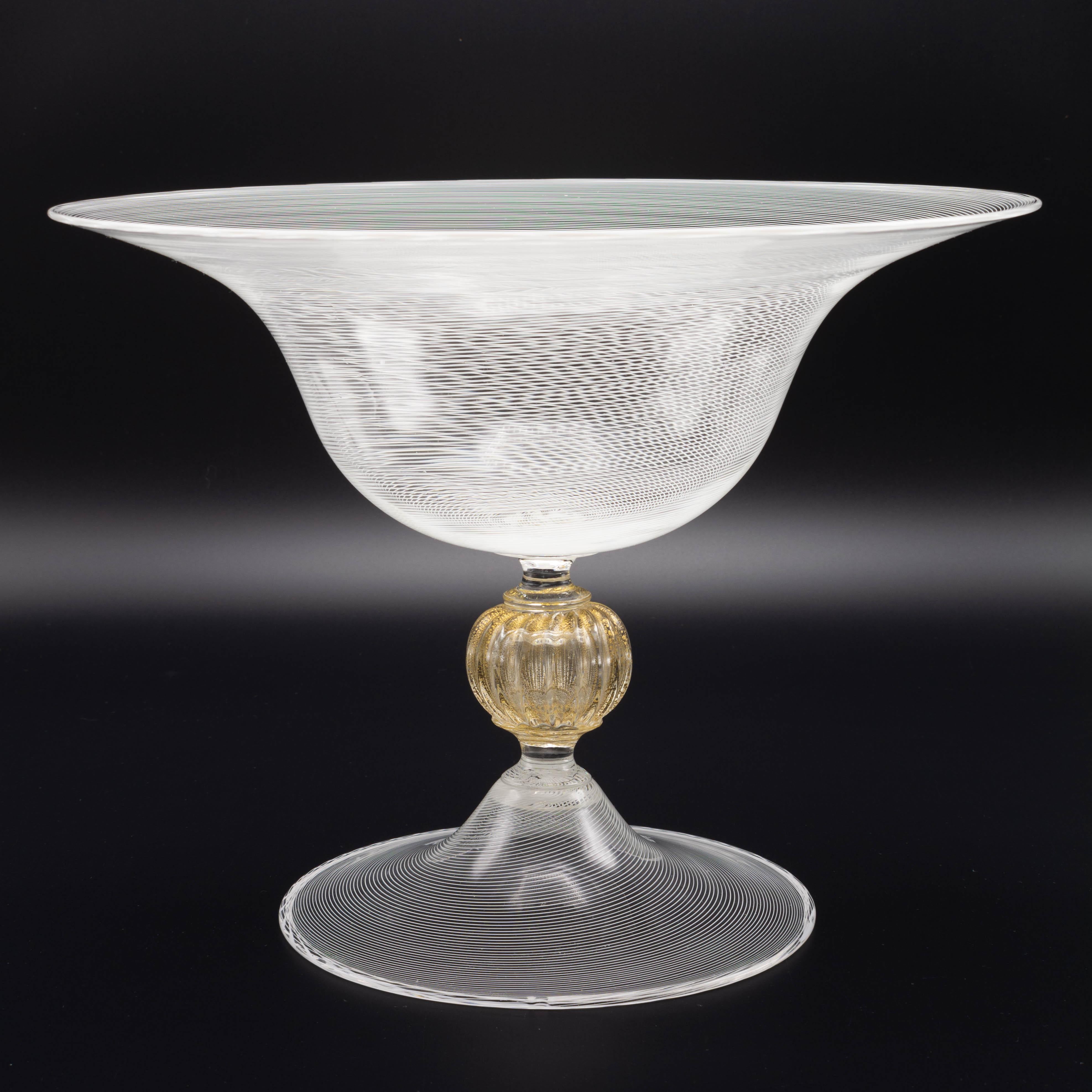 Seguso Mid Century Murano Glass Footed Bowl For Sale At 1stDibs
