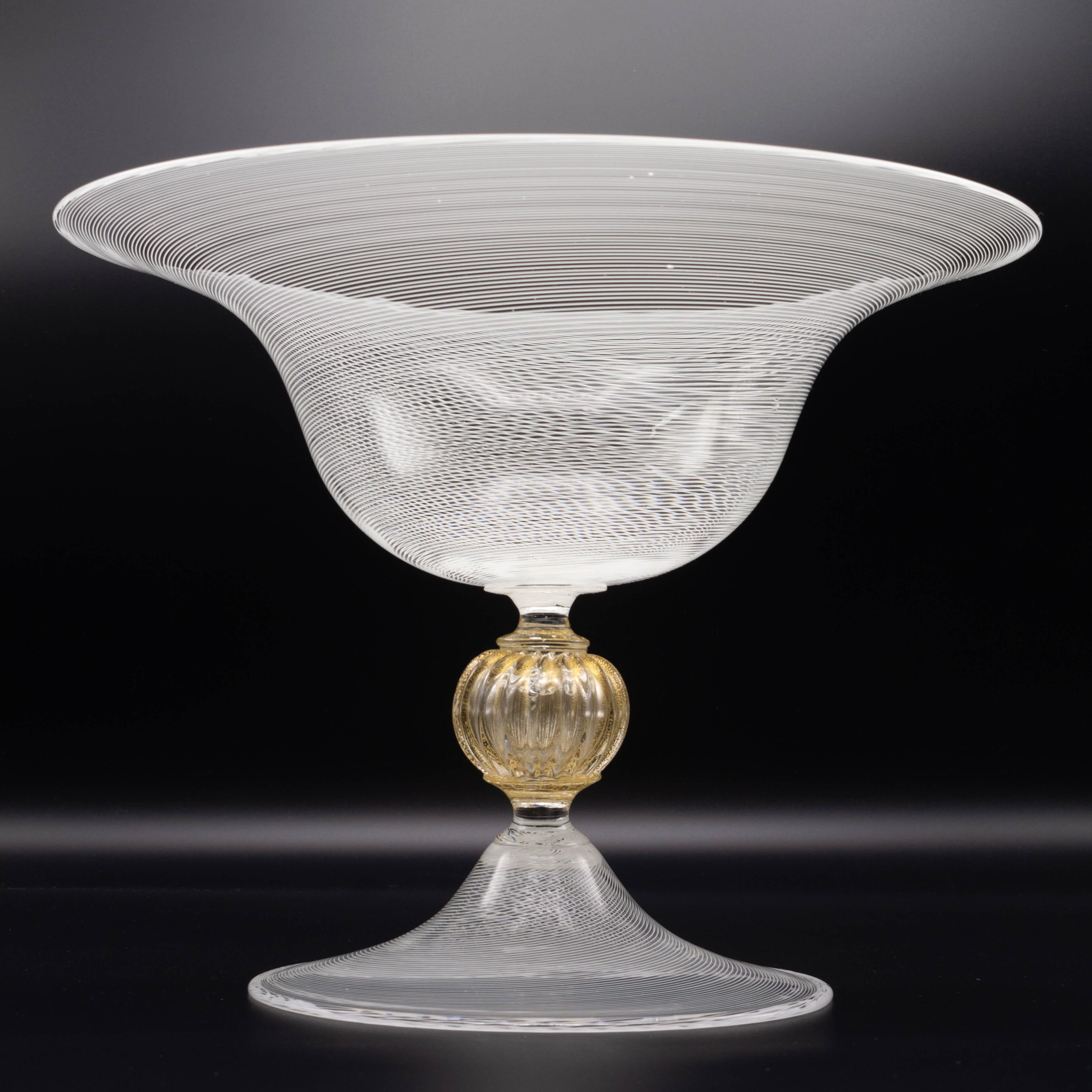 Seguso Mid Century Murano Glas Schale mit Fuß (Moderne der Mitte des Jahrhunderts) im Angebot