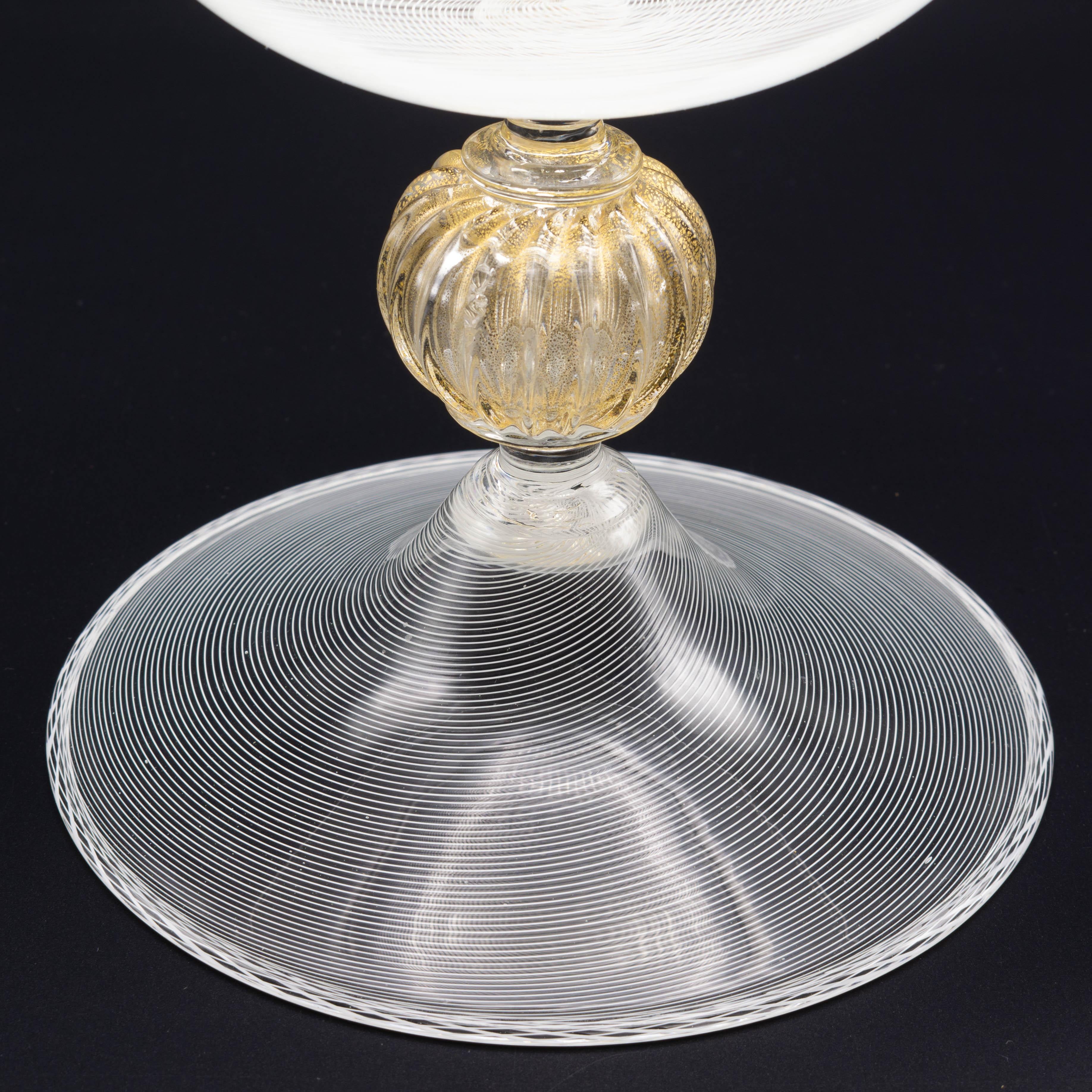 Italian Seguso Mid Century Murano Glass Footed Bowl For Sale