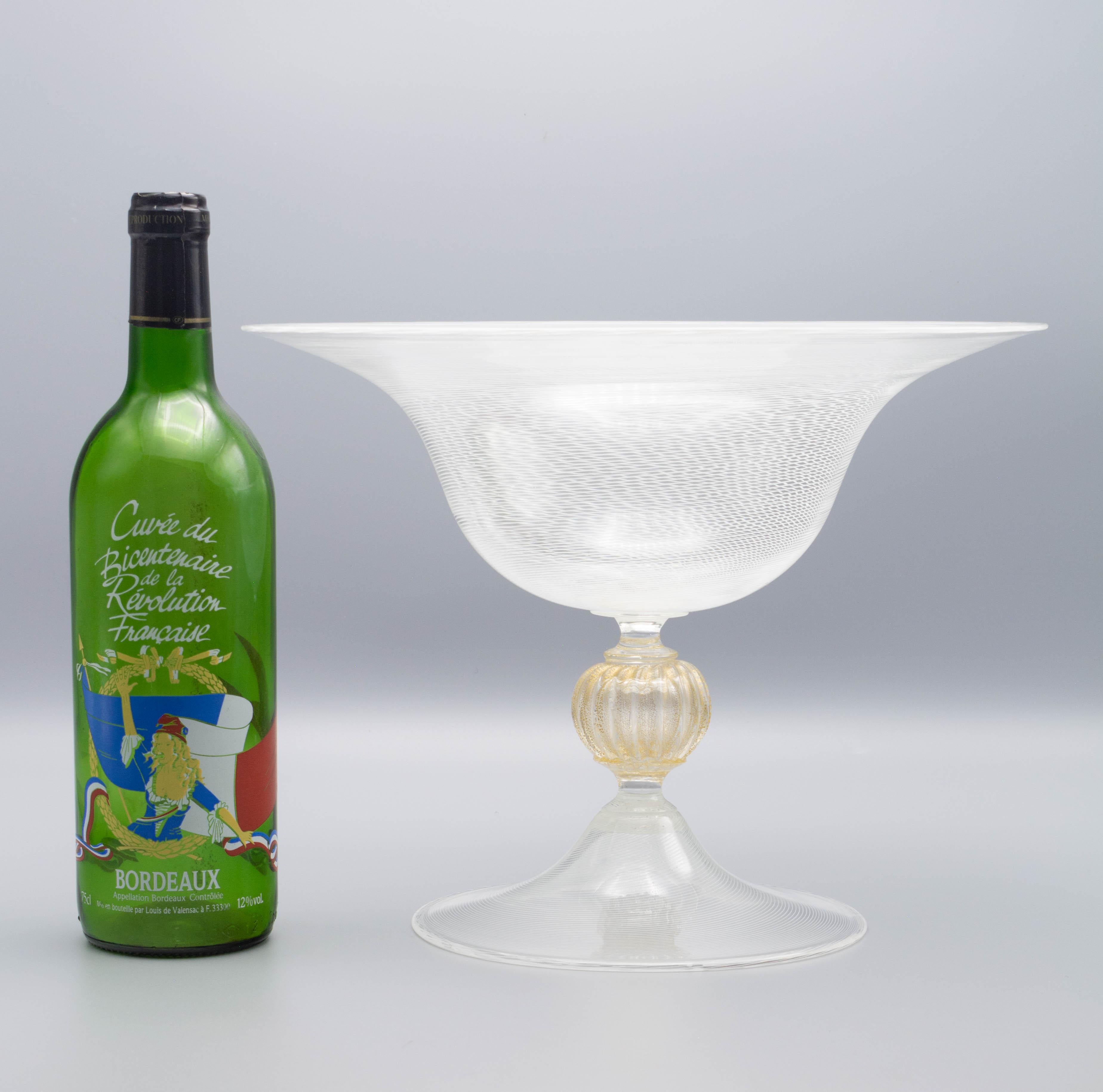Seguso Mid Century Murano Glas Schale mit Fuß (Geblasenes Glas) im Angebot