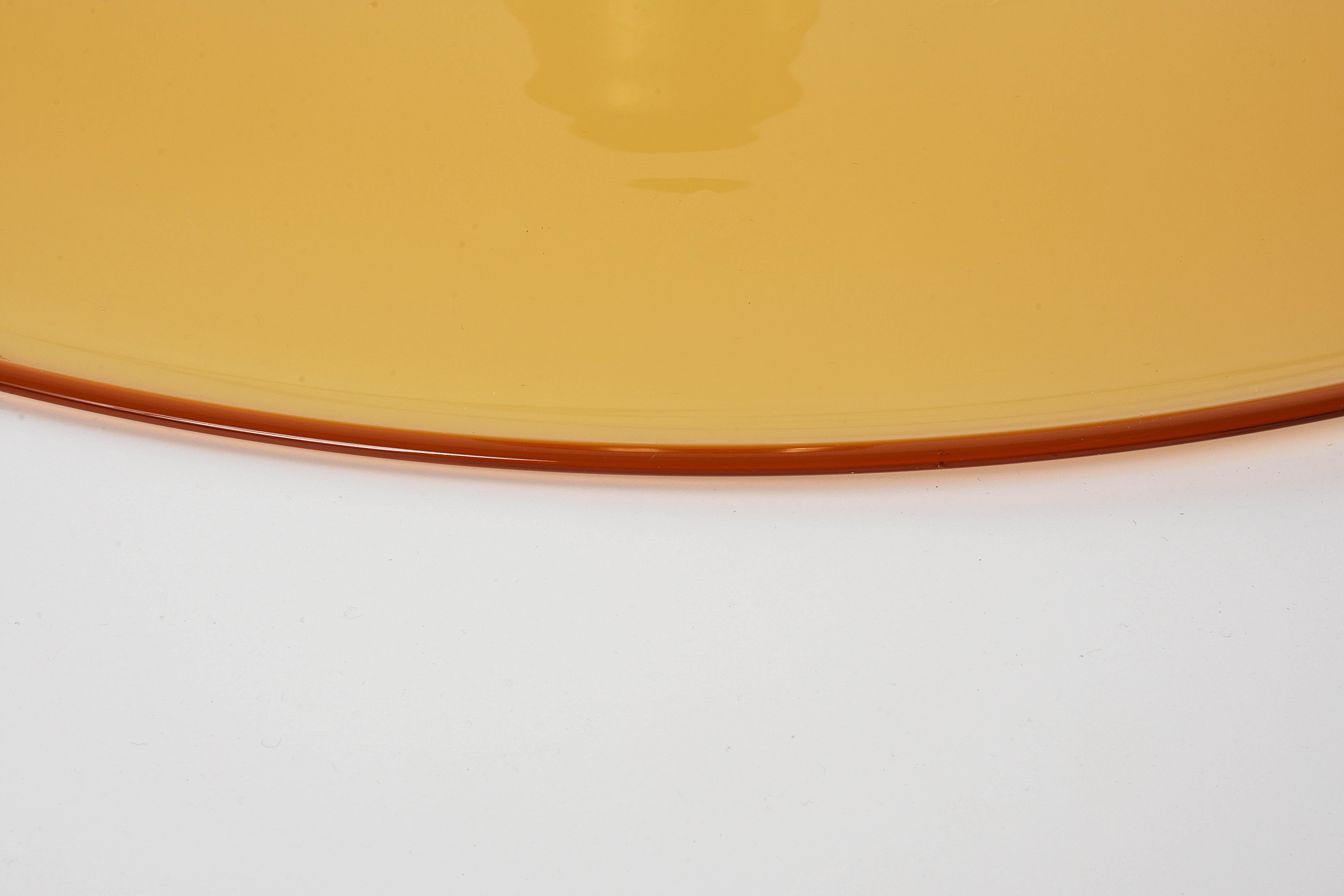 Seguso Midcentury Amber Murano Glass and Brass Italian Chandelier, 1960s 12