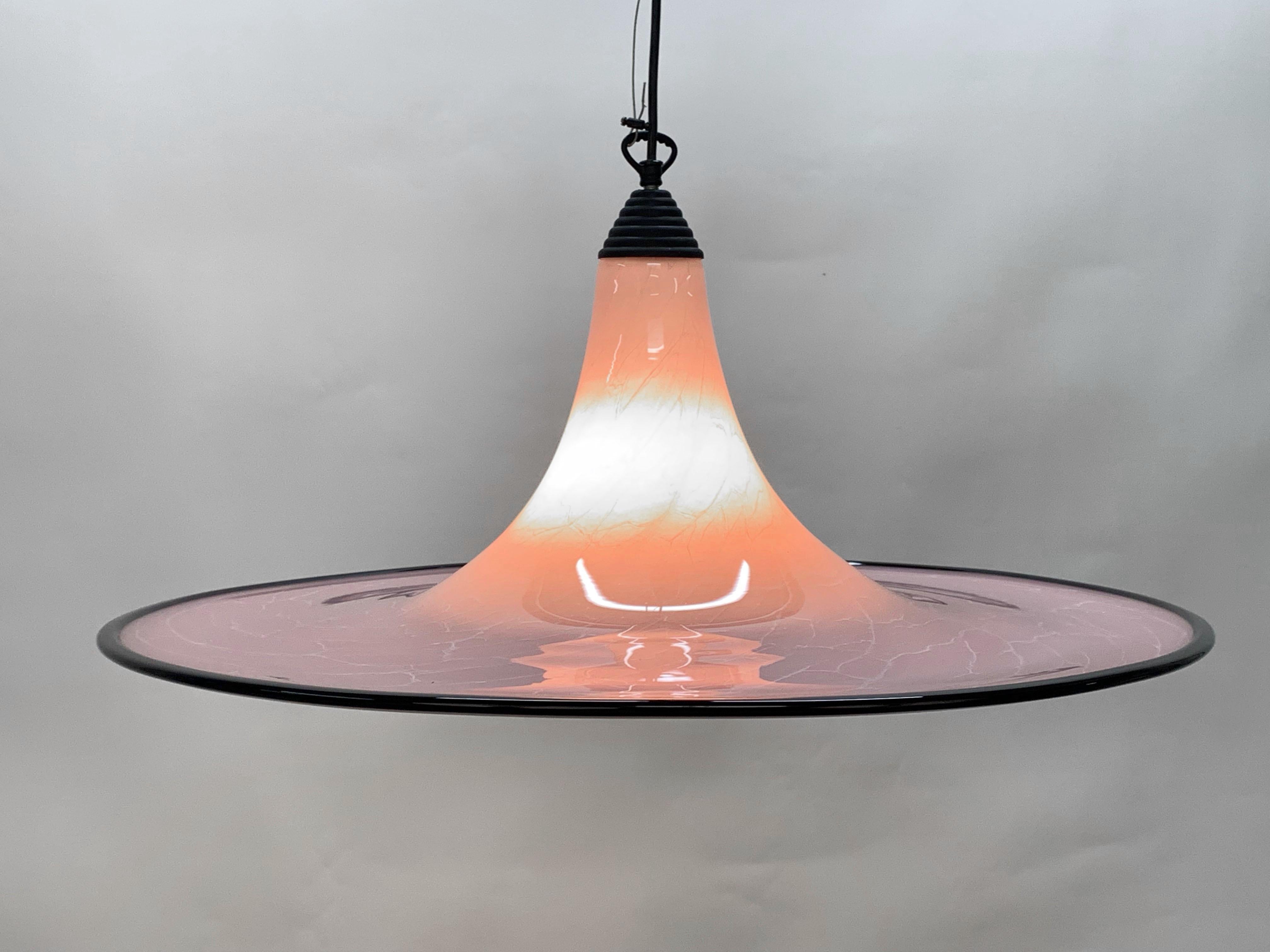 Seguso Midcentury Pink and Black Murano Glass Marble Effect Chandelier, 1970s For Sale 5