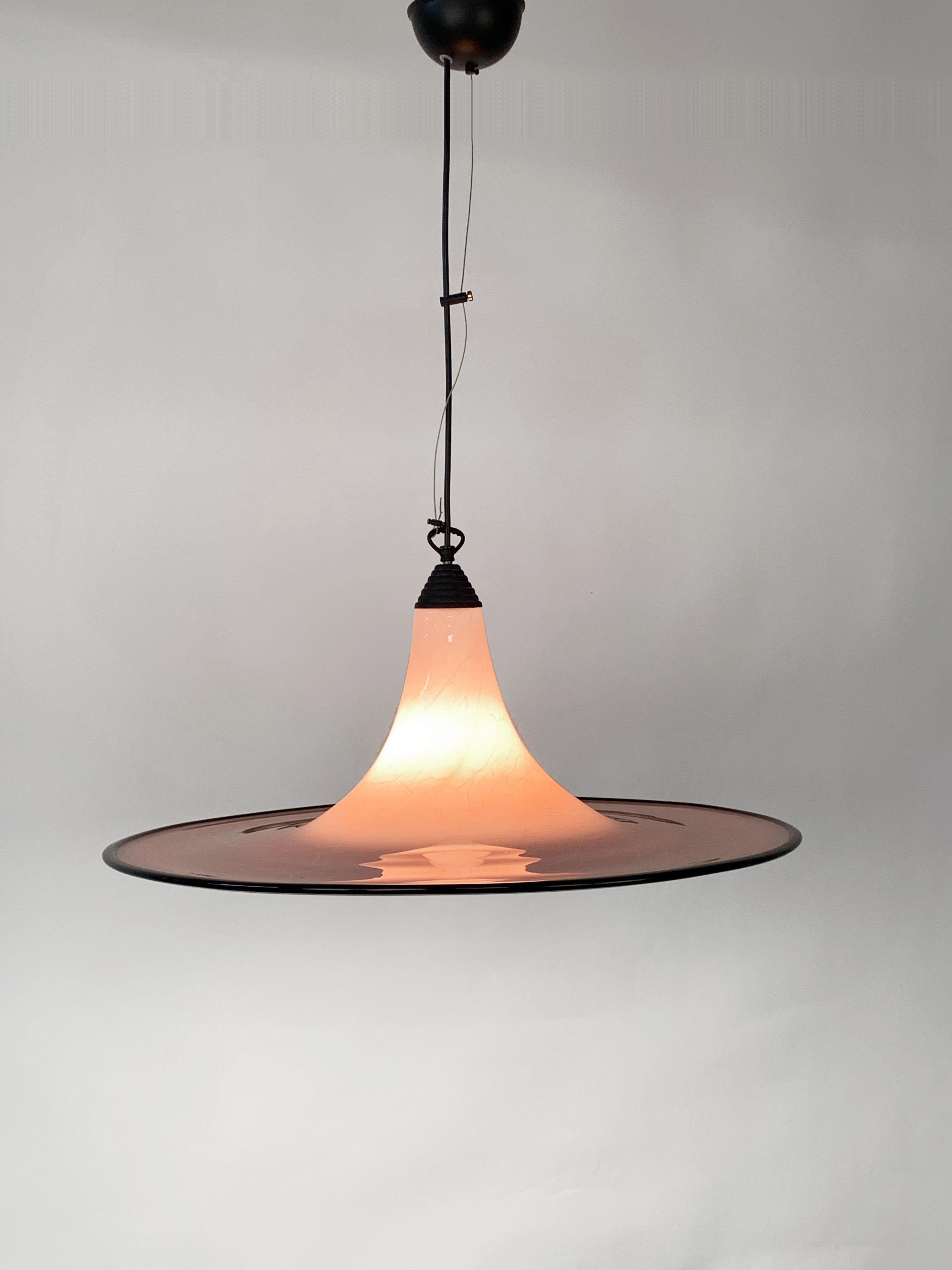 Seguso Midcentury Pink and Black Murano Glass Marble Effect Chandelier, 1970s For Sale 8